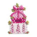 m. lynne designs pink present stack ornament