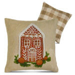 m. lynne designs embroidered gingerbread pillow with orange accents