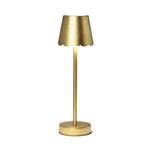 m. lynne designs gold cordless lamp with scalloped edge shade