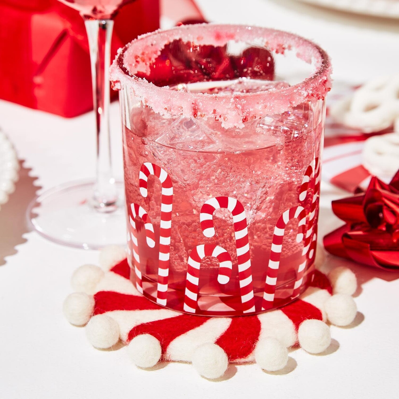 m. lynne designs felt christmas coaster with poms