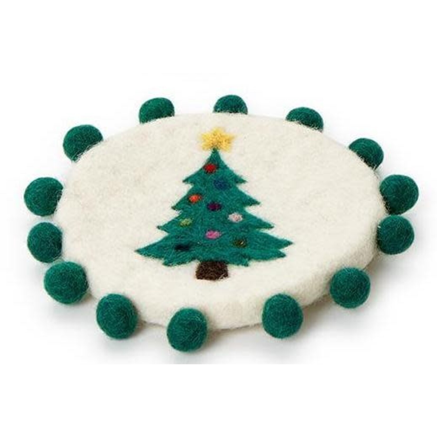 m. lynne designs felt christmas coaster with poms