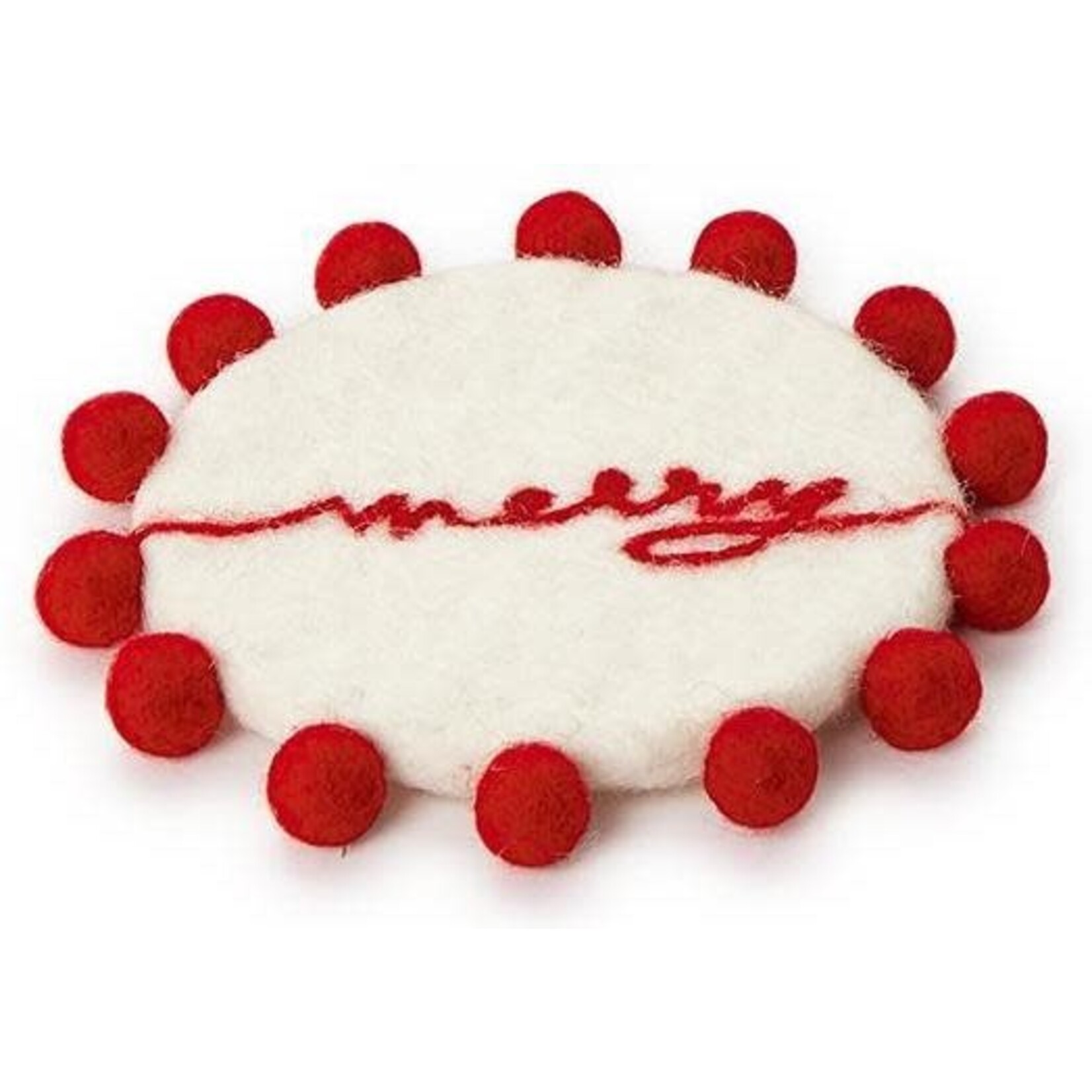 m. lynne designs felt christmas coaster with poms