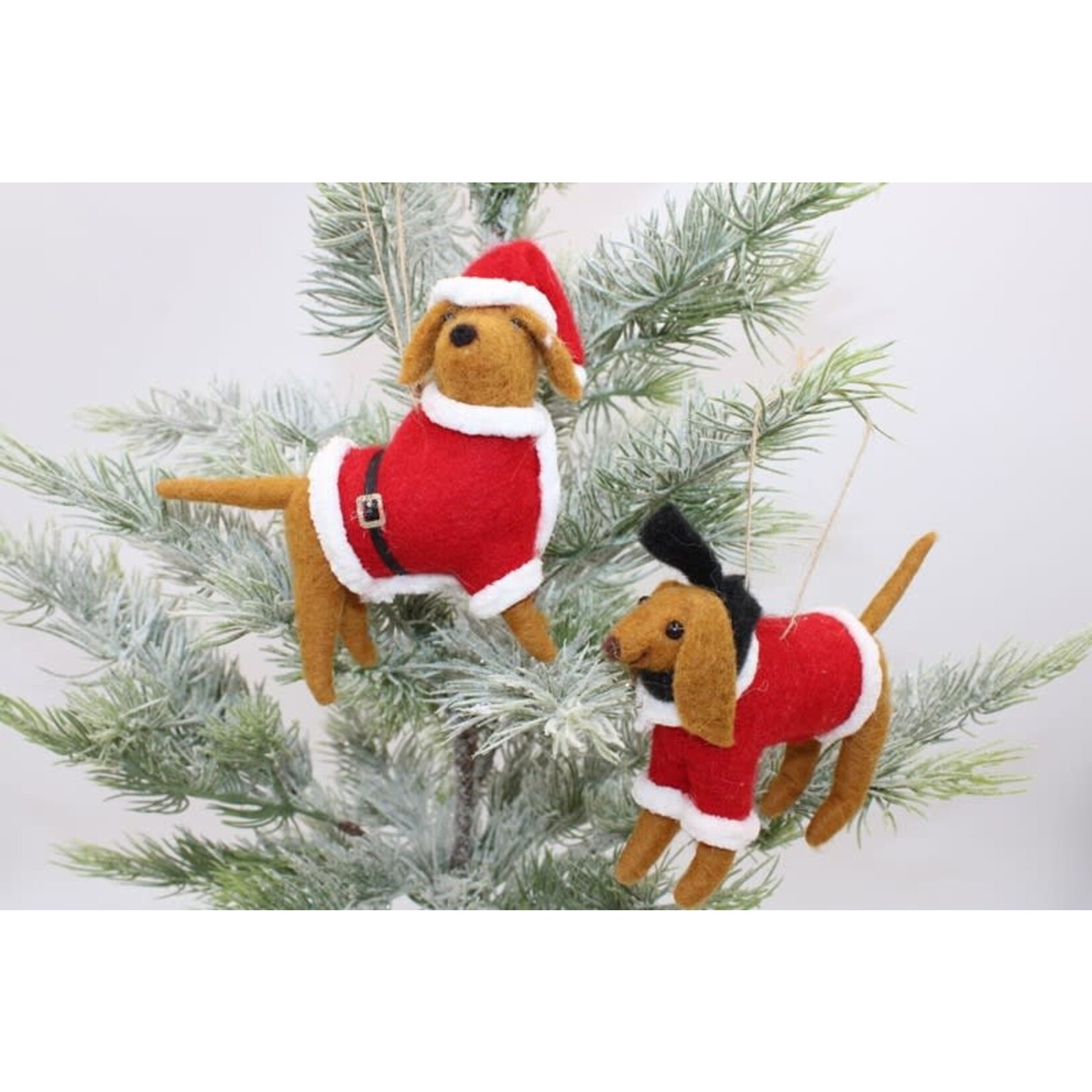 m. lynne designs felt dog christmas ornament in costume
