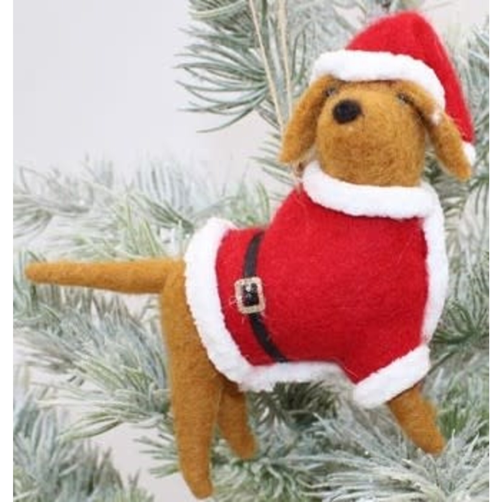 m. lynne designs felt dog christmas ornament in costume