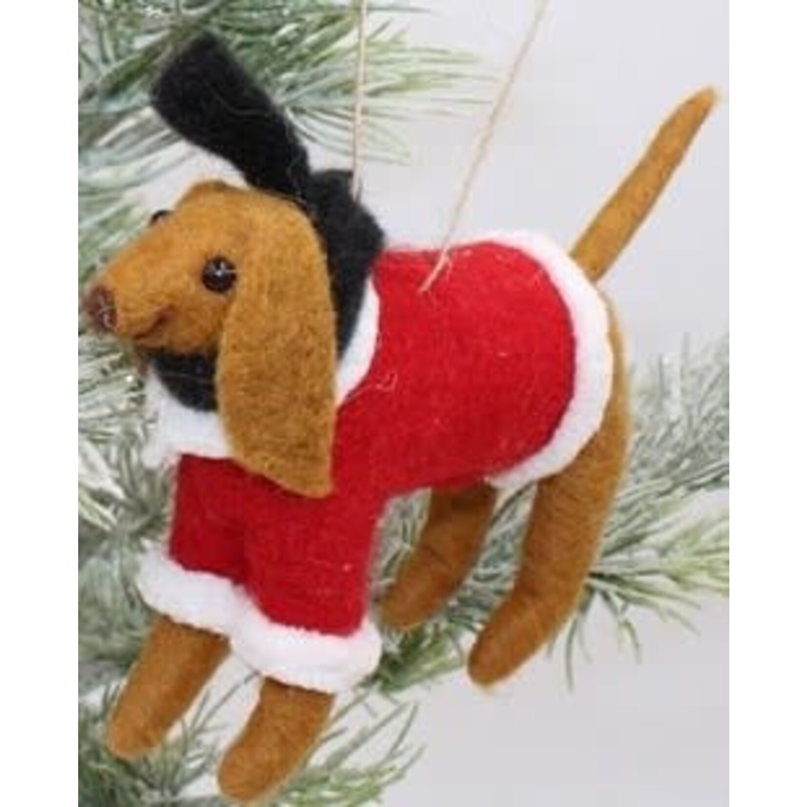 m. lynne designs felt dog christmas ornament in costume