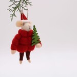 m. lynne designs felt santa mouse in puffer with tree ornament