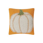 m. lynne designs white fall pumpkin pillow with orange background