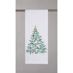m. lynne designs snowy tree embroidered tea towel