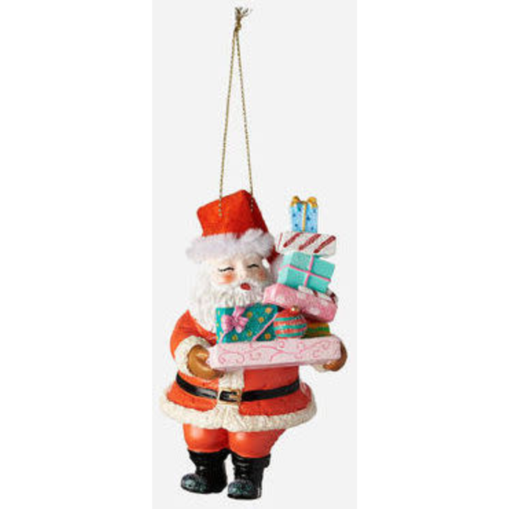 m. lynne designs santa with gifts ornament