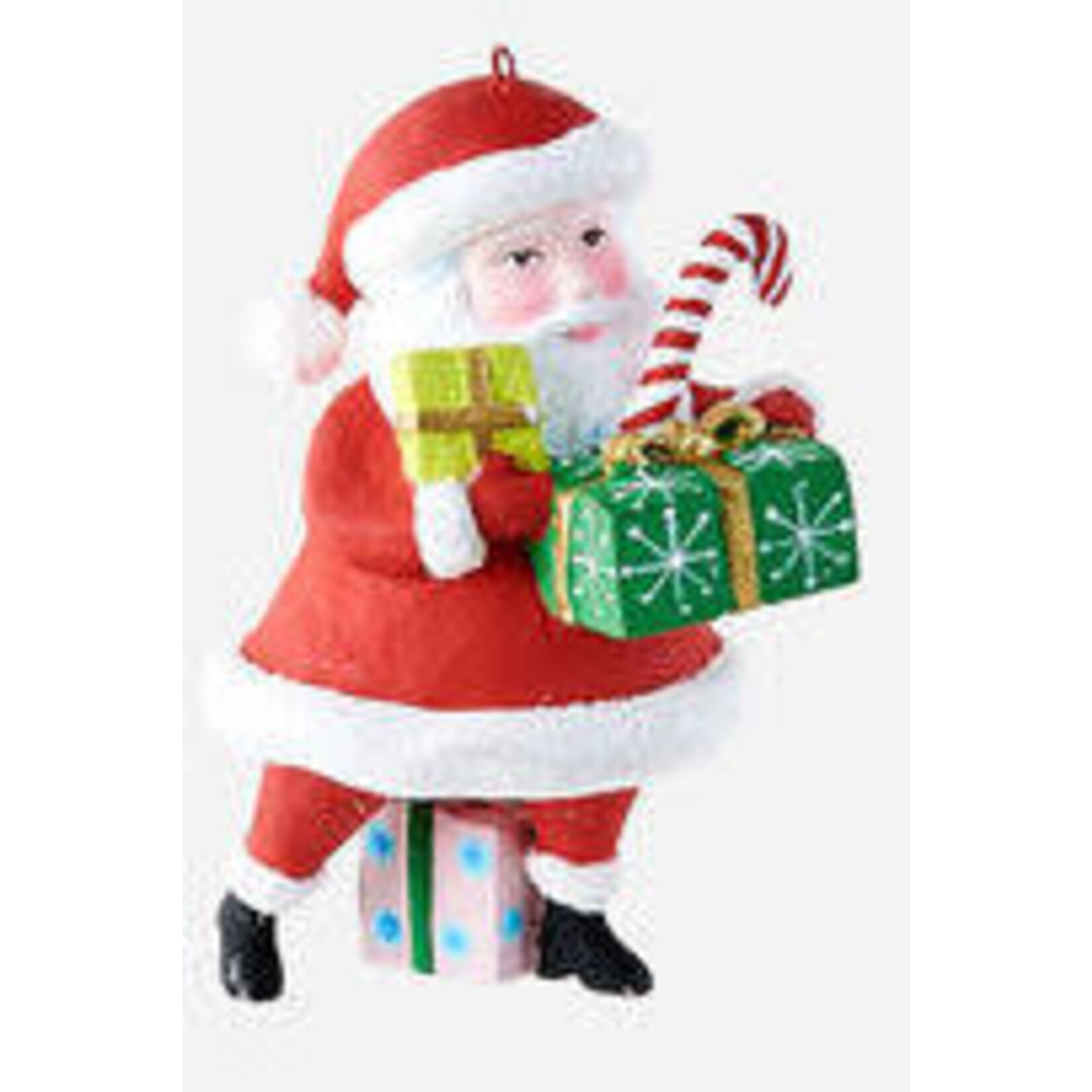 m. lynne designs colorful santa ornament