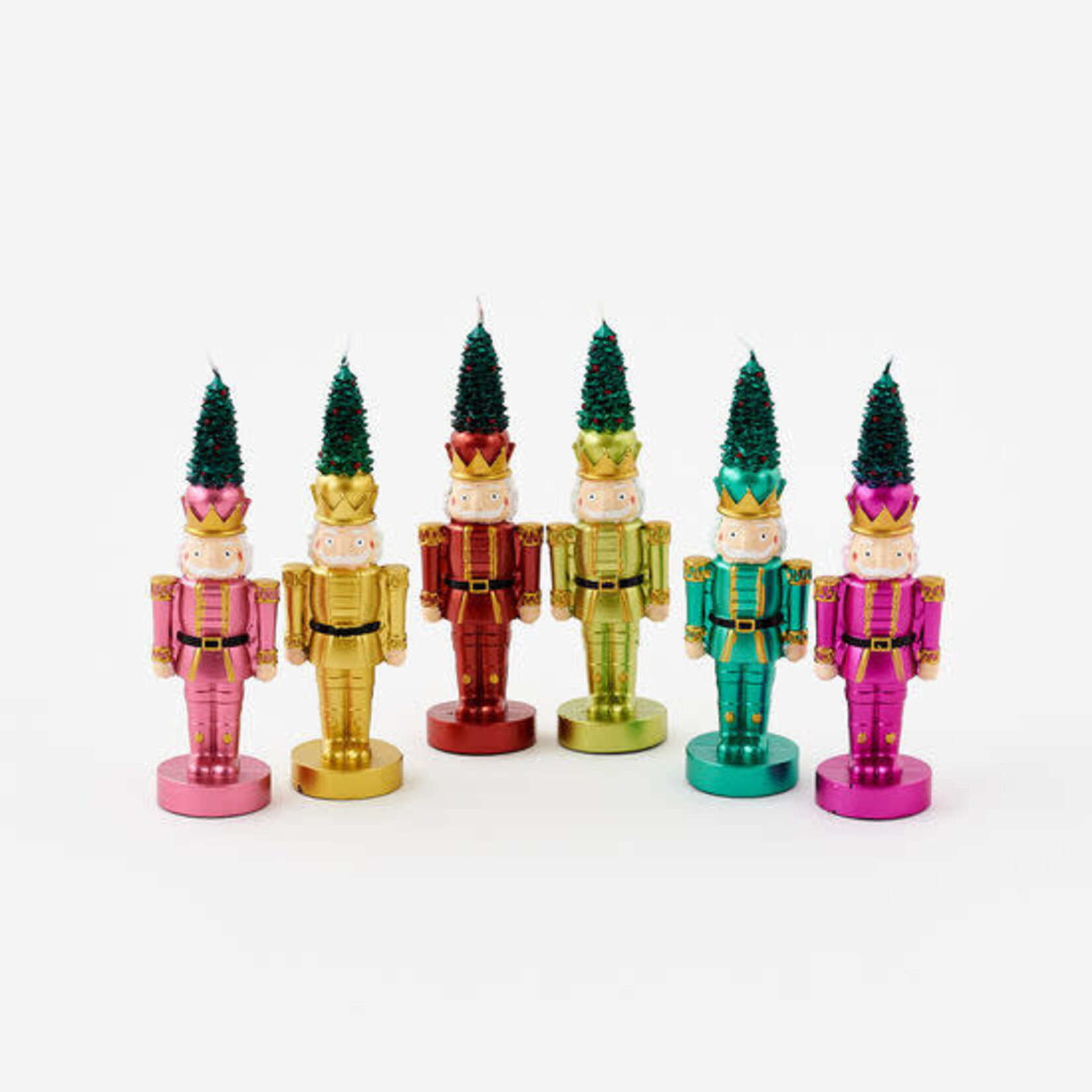 m. lynne designs metallic nutcracker candle with tree