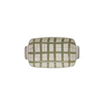 m. lynne designs cream and green plaid baking dish
