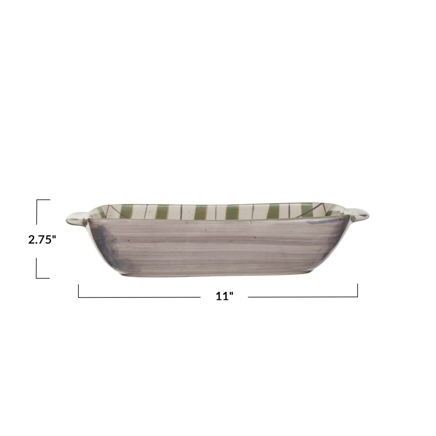 m. lynne designs cream and green plaid baking dish