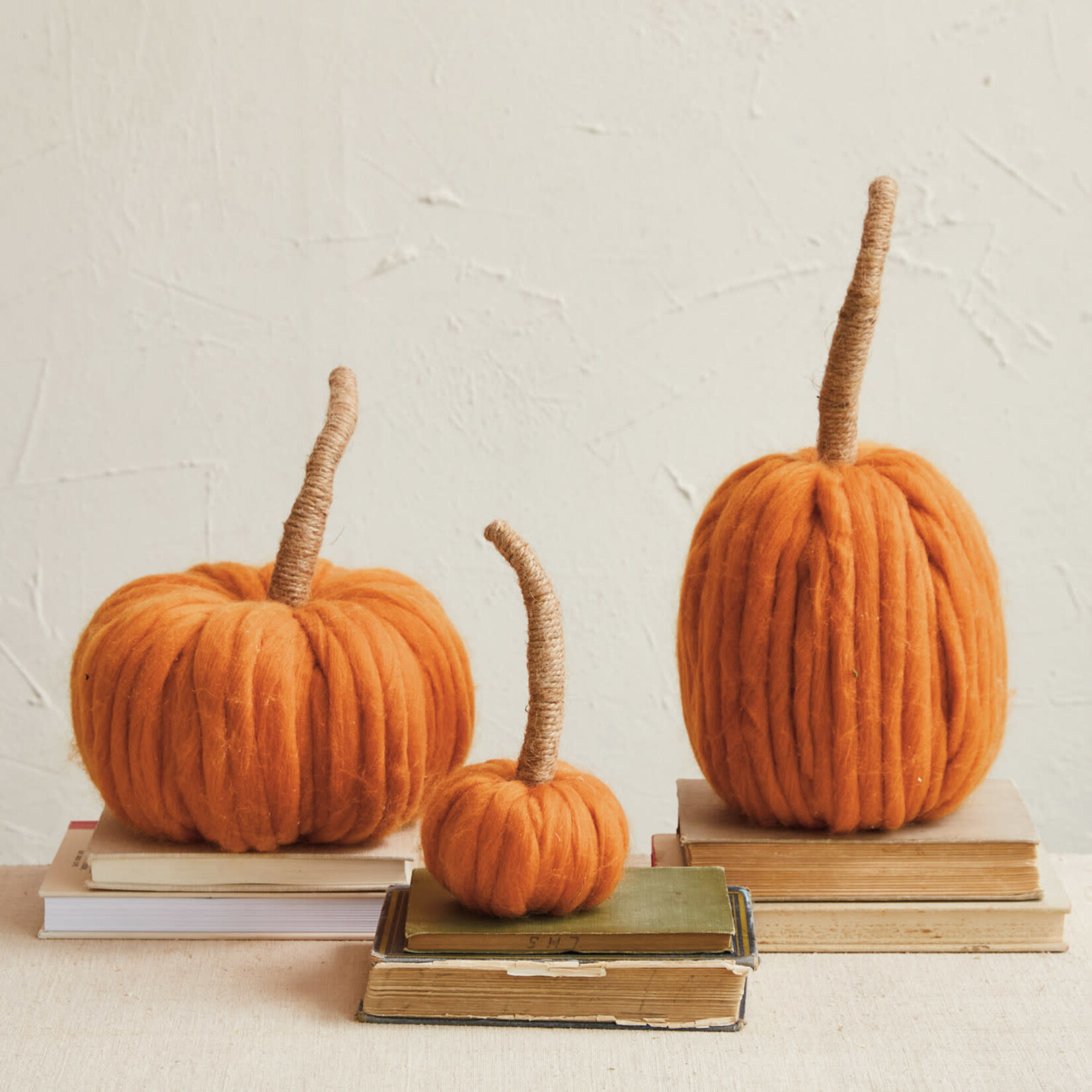 m. lynne designs wool felt pumpkin with stem