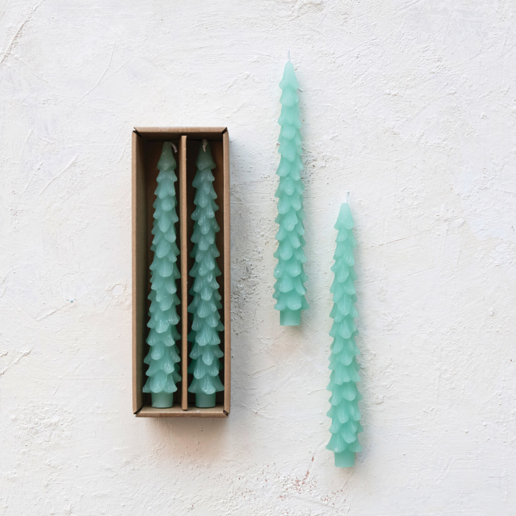 m. lynne designs aqua tree taper tall candle