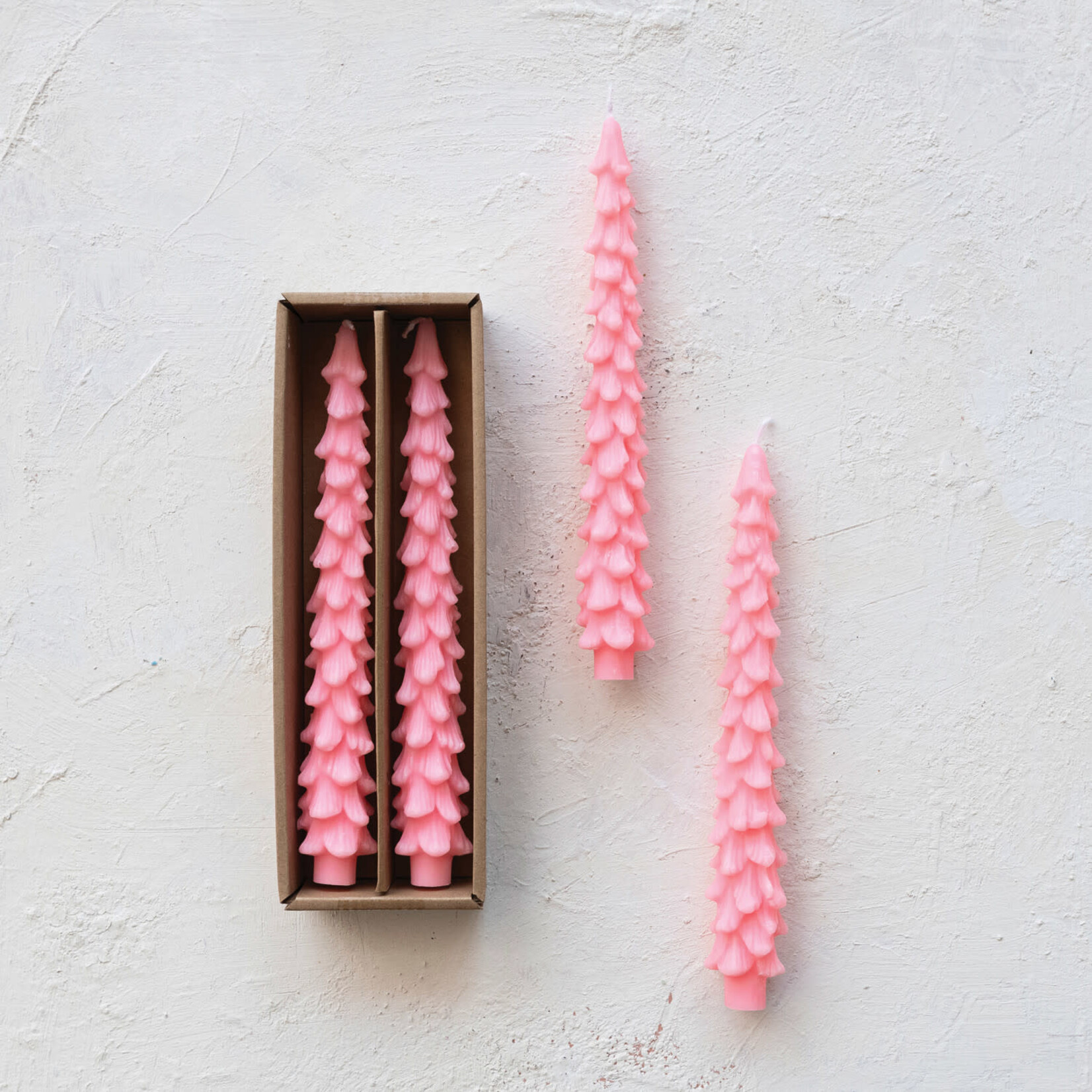 m. lynne designs pink tree taper tall candle