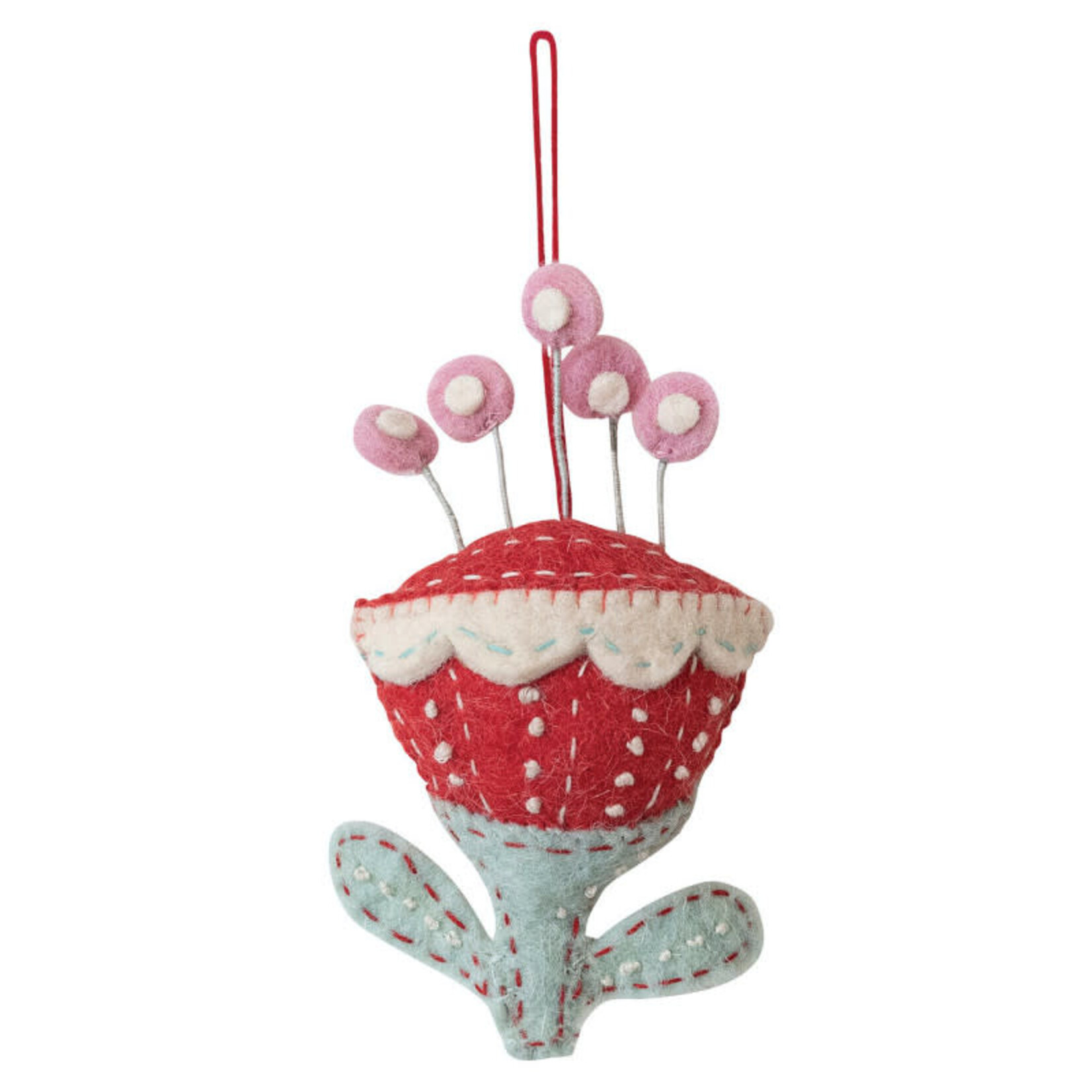 m. lynne designs wool felt flower ornament with embroidery & beads