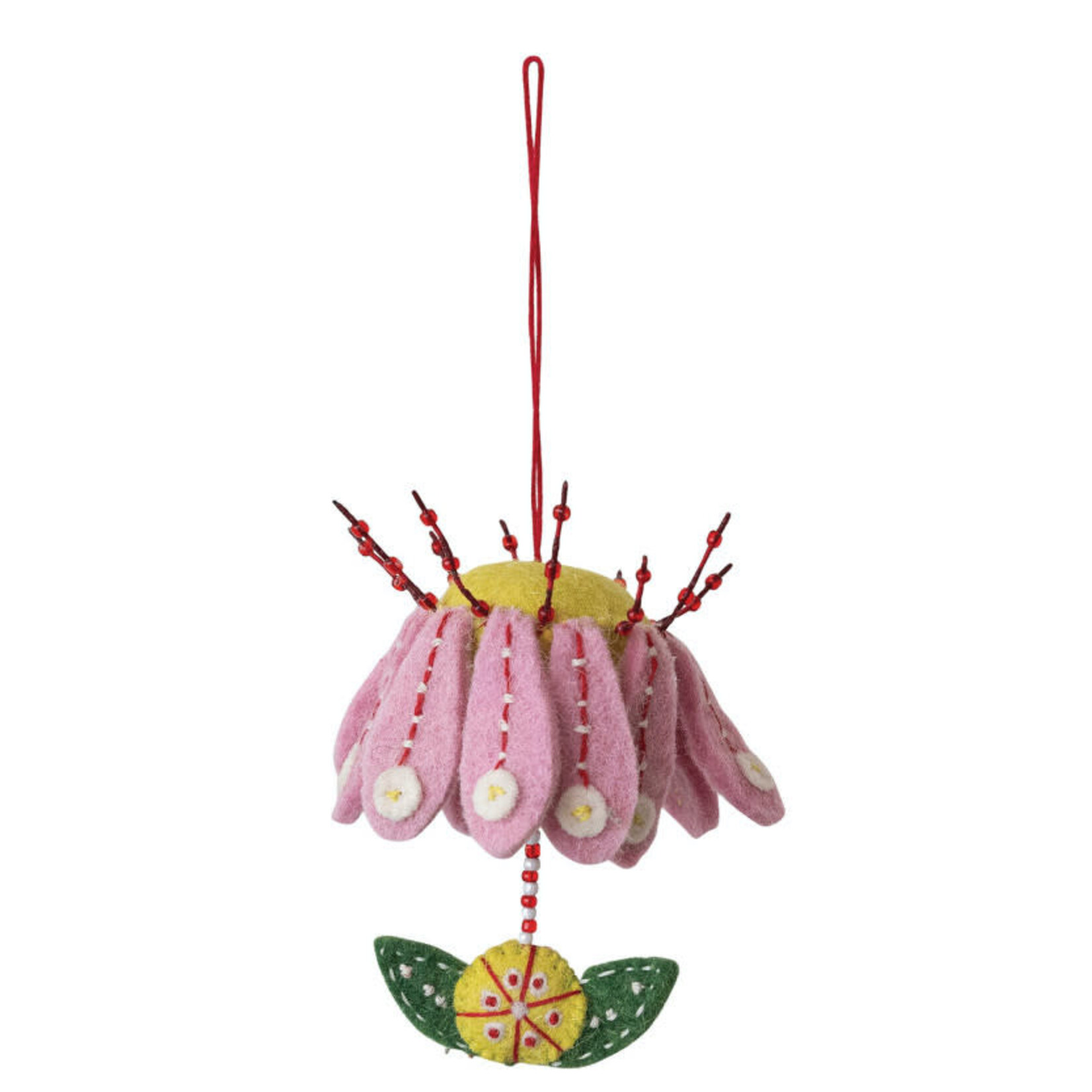 m. lynne designs wool felt flower ornament with embroidery & beads