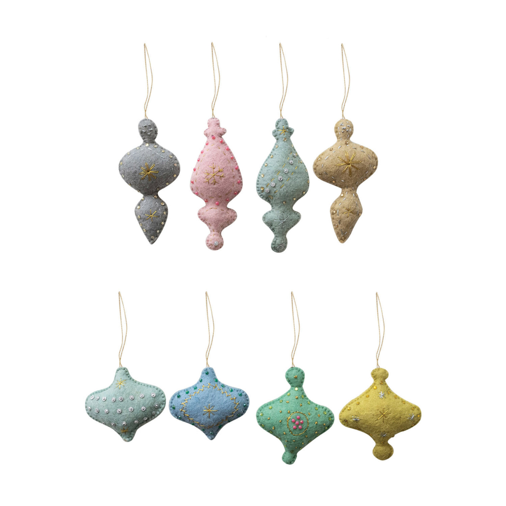 m. lynne designs pastel wool felt ornament with embroidery and beads