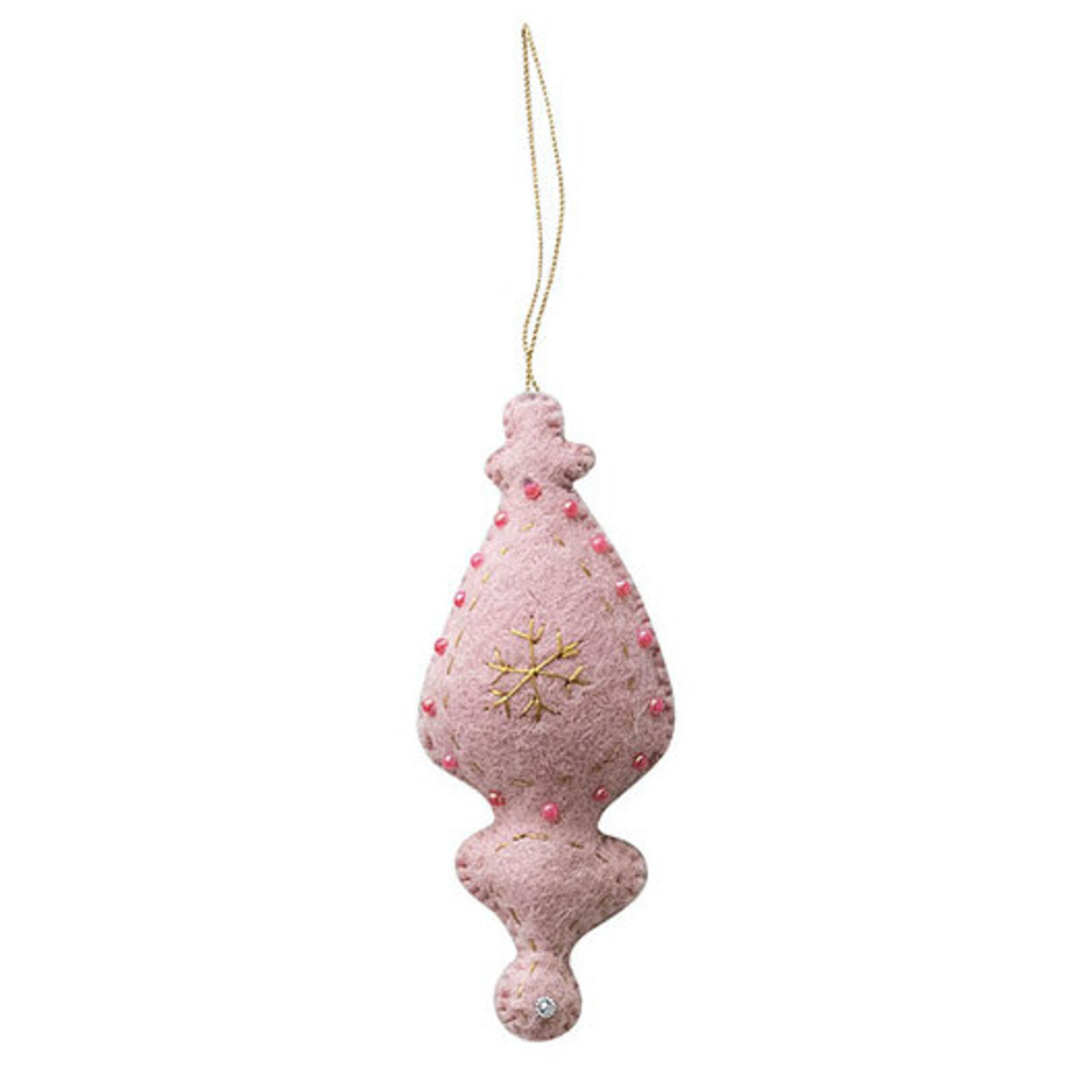 m. lynne designs pastel wool felt ornament with embroidery and beads