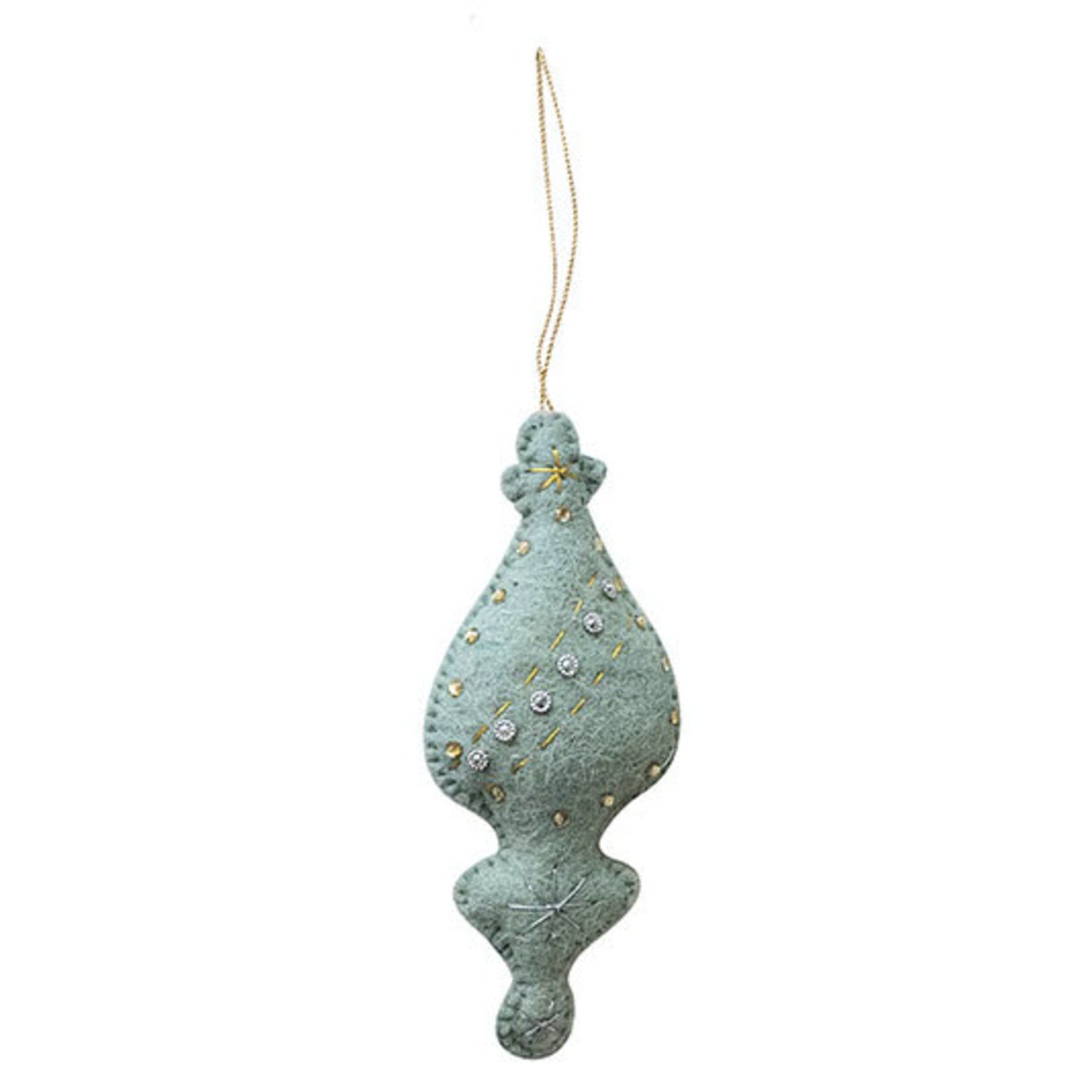 m. lynne designs pastel wool felt ornament with embroidery and beads