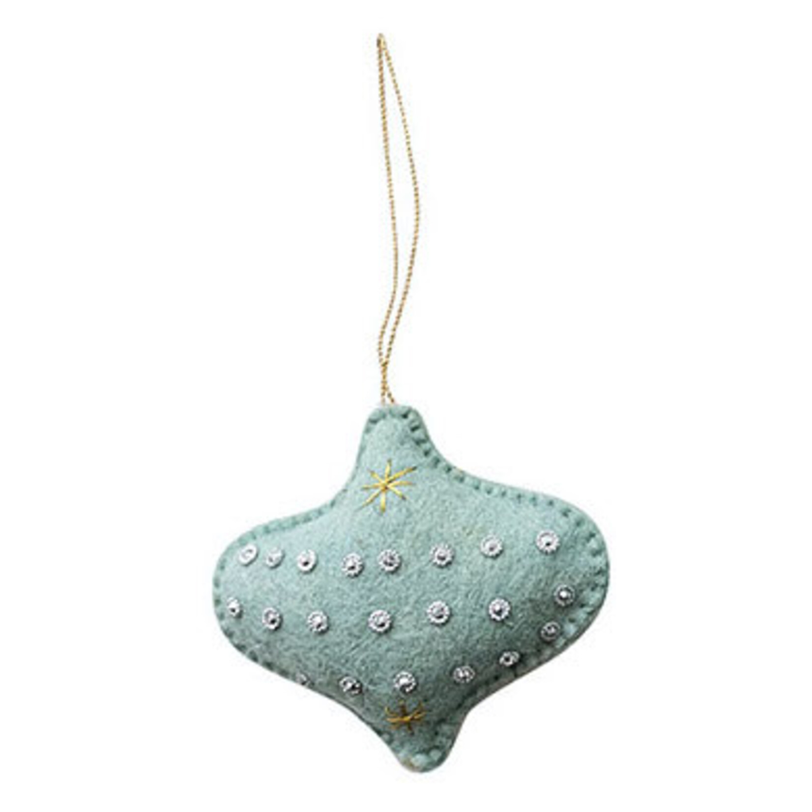 m. lynne designs pastel wool felt ornament with embroidery and beads