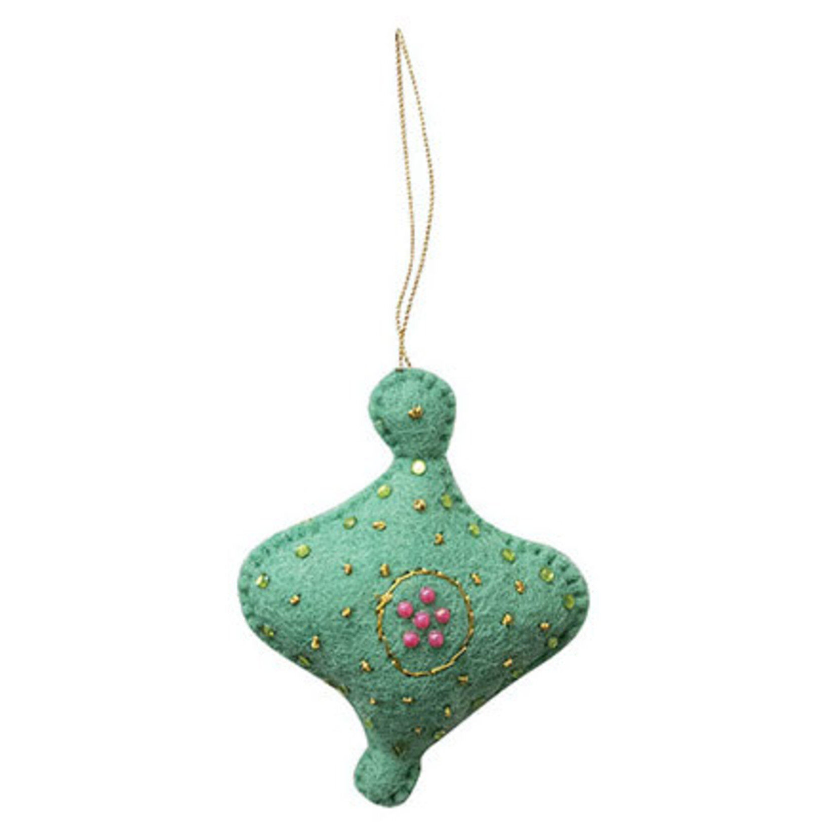m. lynne designs pastel wool felt ornament with embroidery and beads