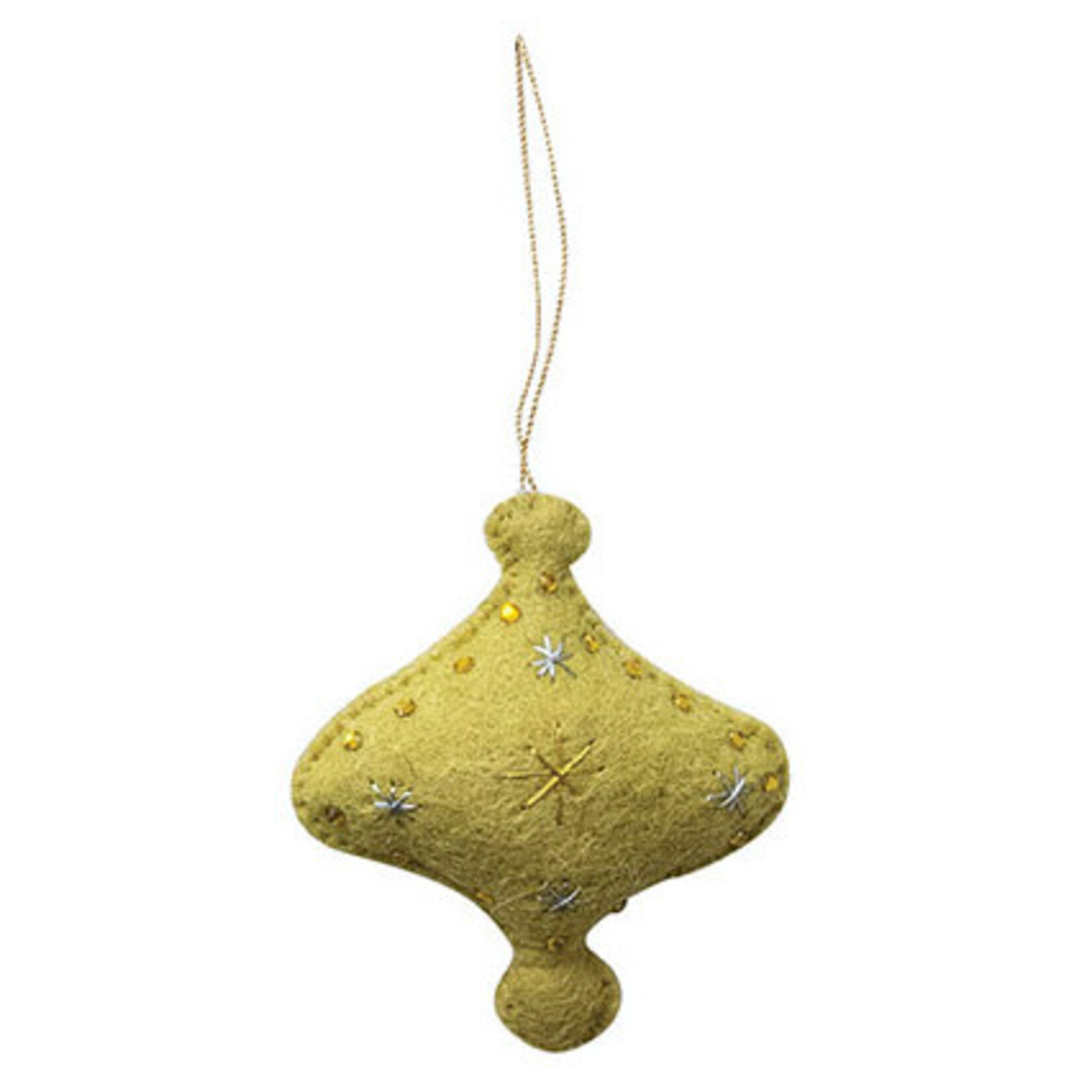 m. lynne designs pastel wool felt ornament with embroidery and beads