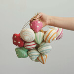 m. lynne designs paper mache ornament with blush, tangerines and pinks