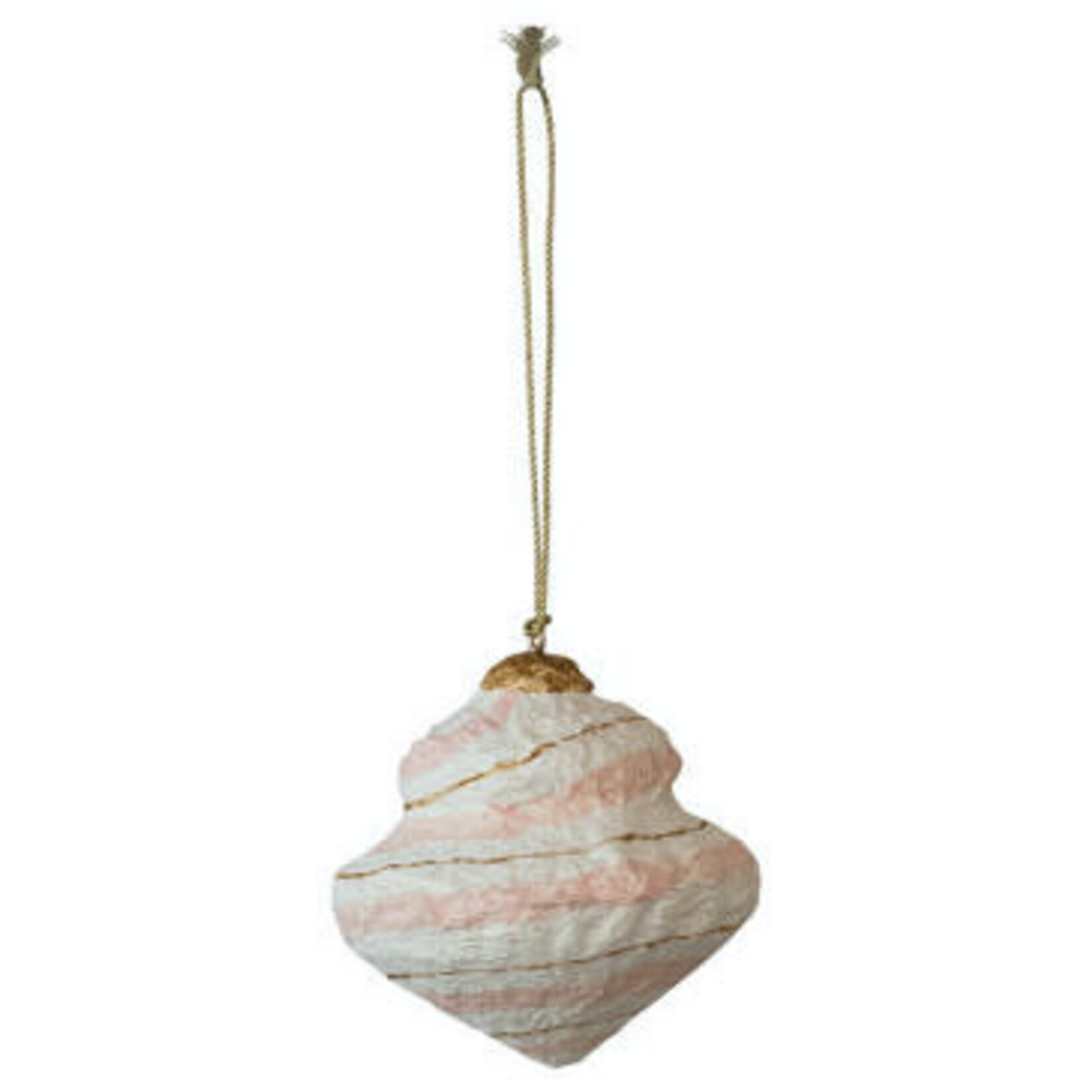 m. lynne designs paper mache ornament with blush, tangerines and pinks