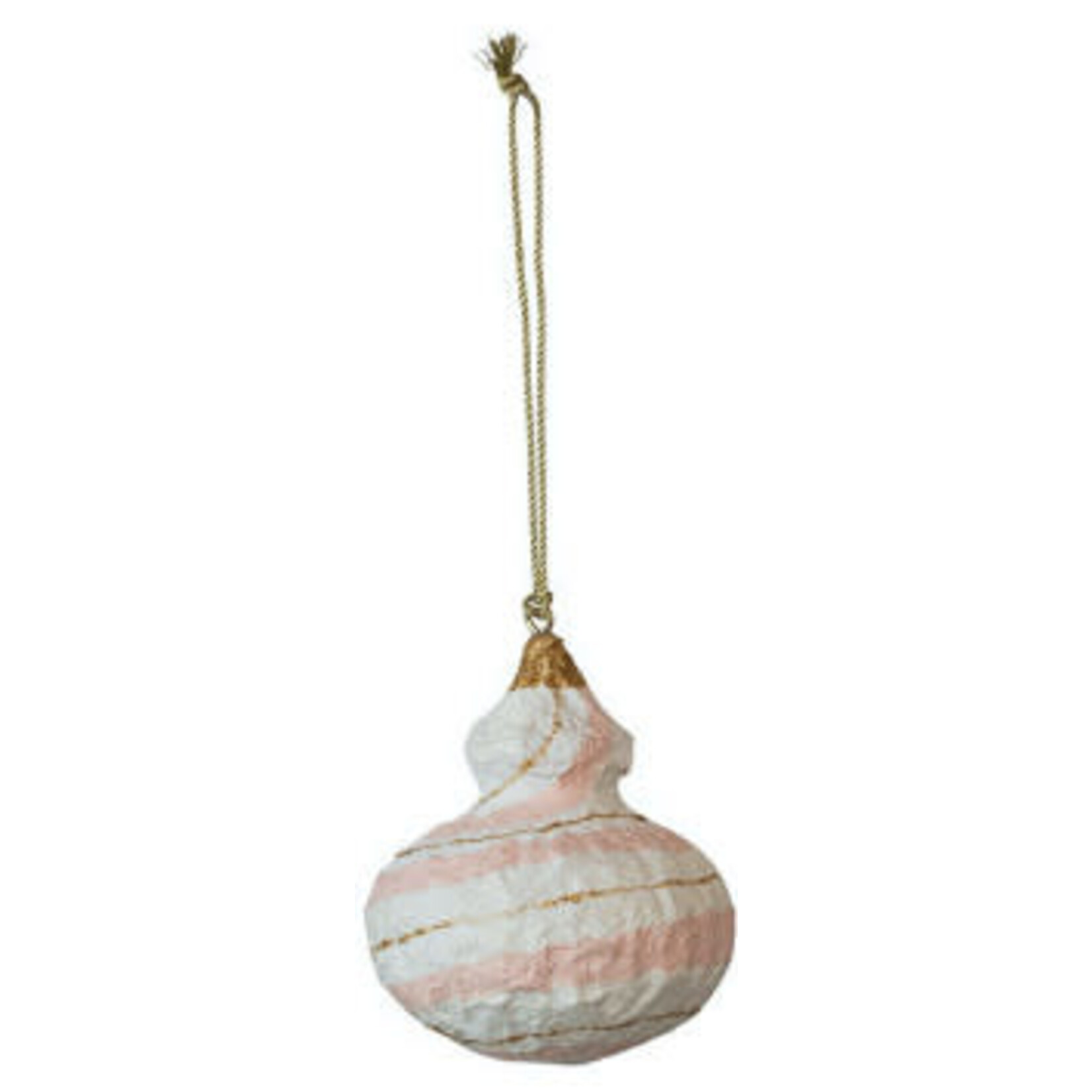 m. lynne designs paper mache ornament with blush, tangerines and pinks