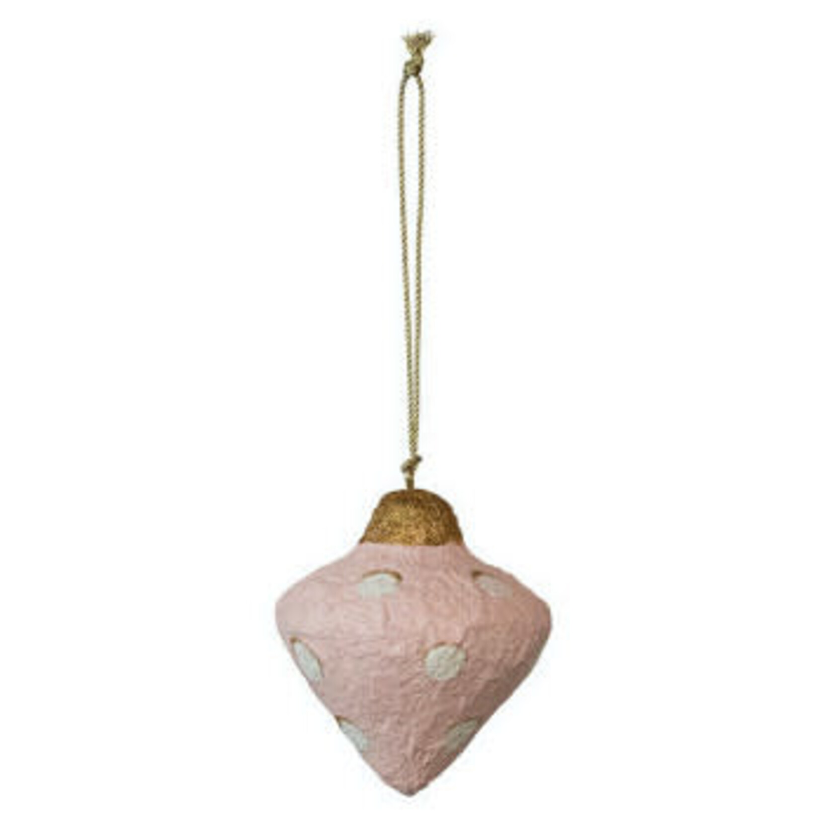 m. lynne designs paper mache ornament with blush, tangerines and pinks