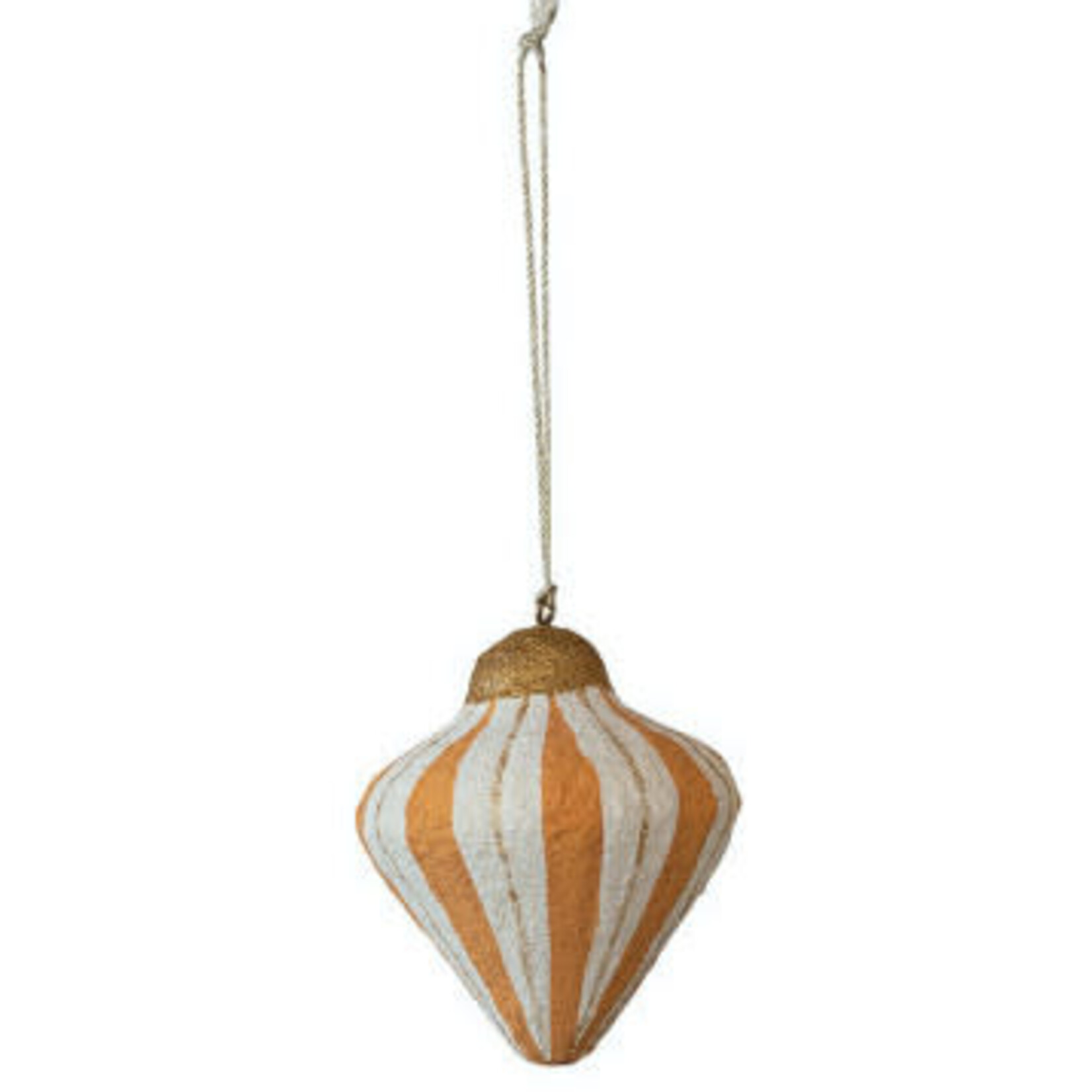 m. lynne designs paper mache ornament with blush, tangerines and pinks