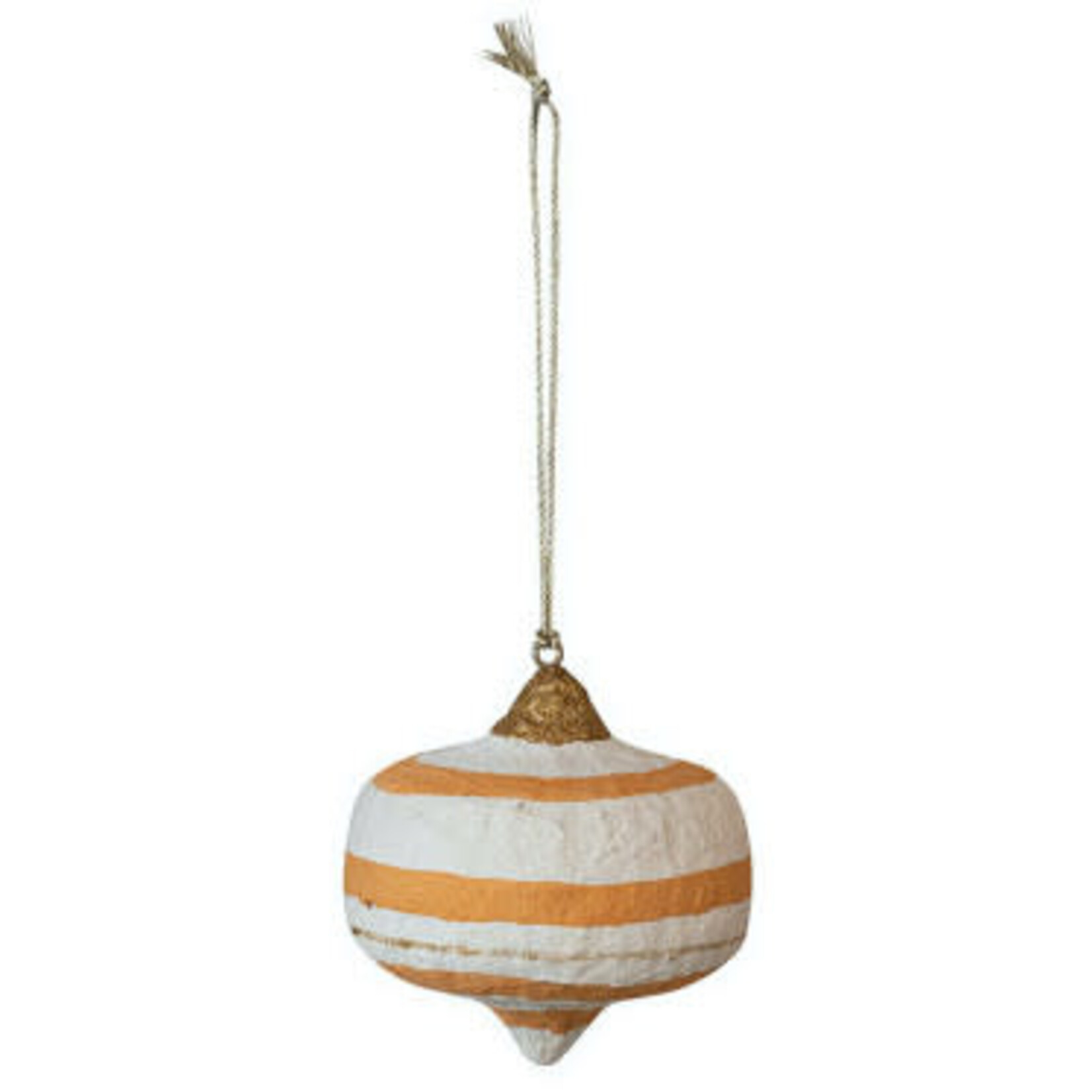 m. lynne designs paper mache ornament with blush, tangerines and pinks