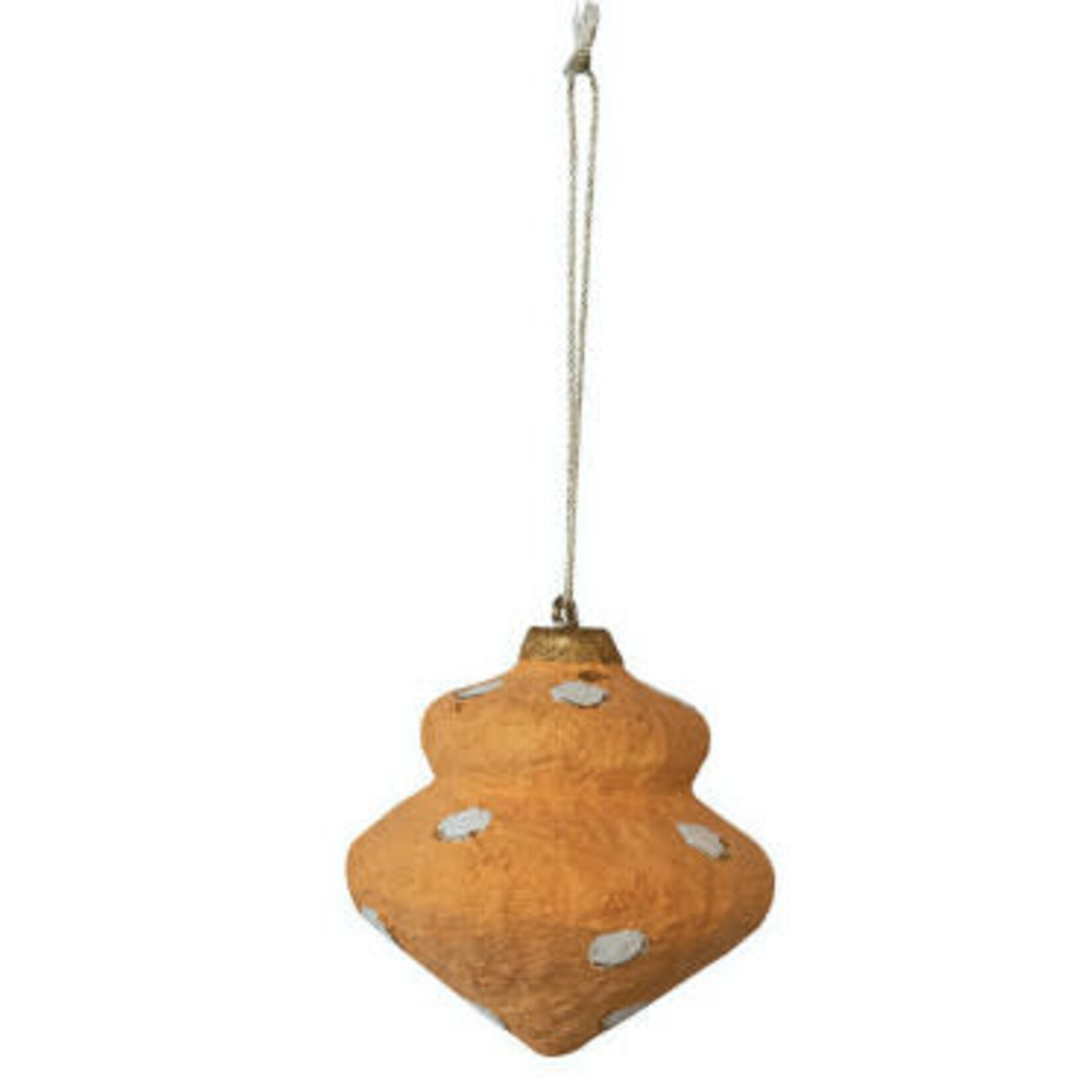 m. lynne designs paper mache ornament with blush, tangerines and pinks