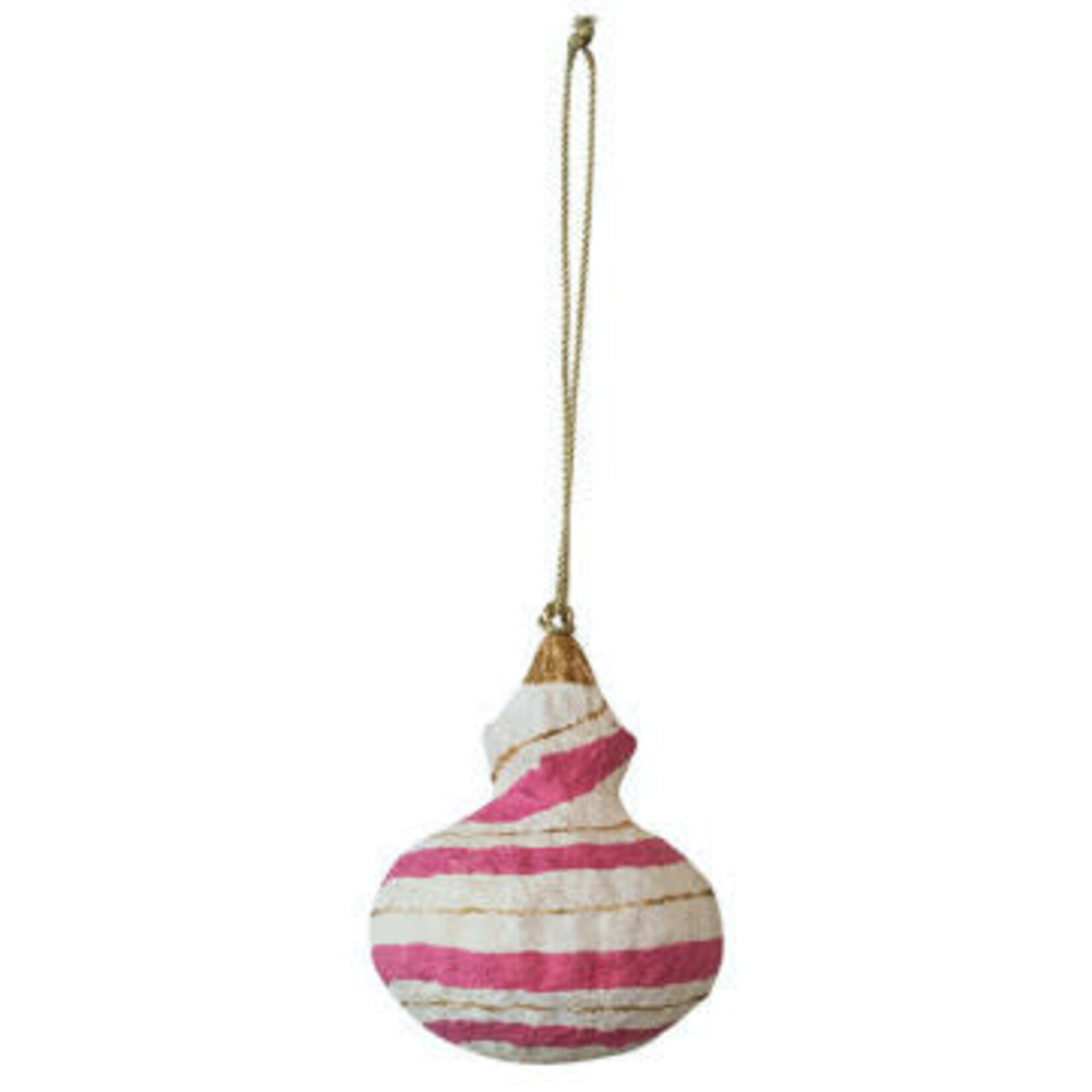 m. lynne designs paper mache ornament with blush, tangerines and pinks