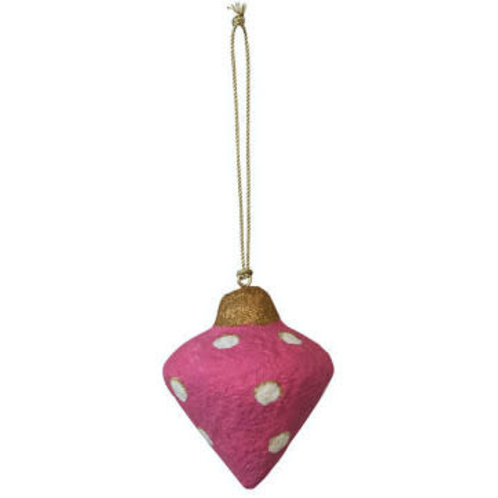 m. lynne designs paper mache ornament with blush, tangerines and pinks