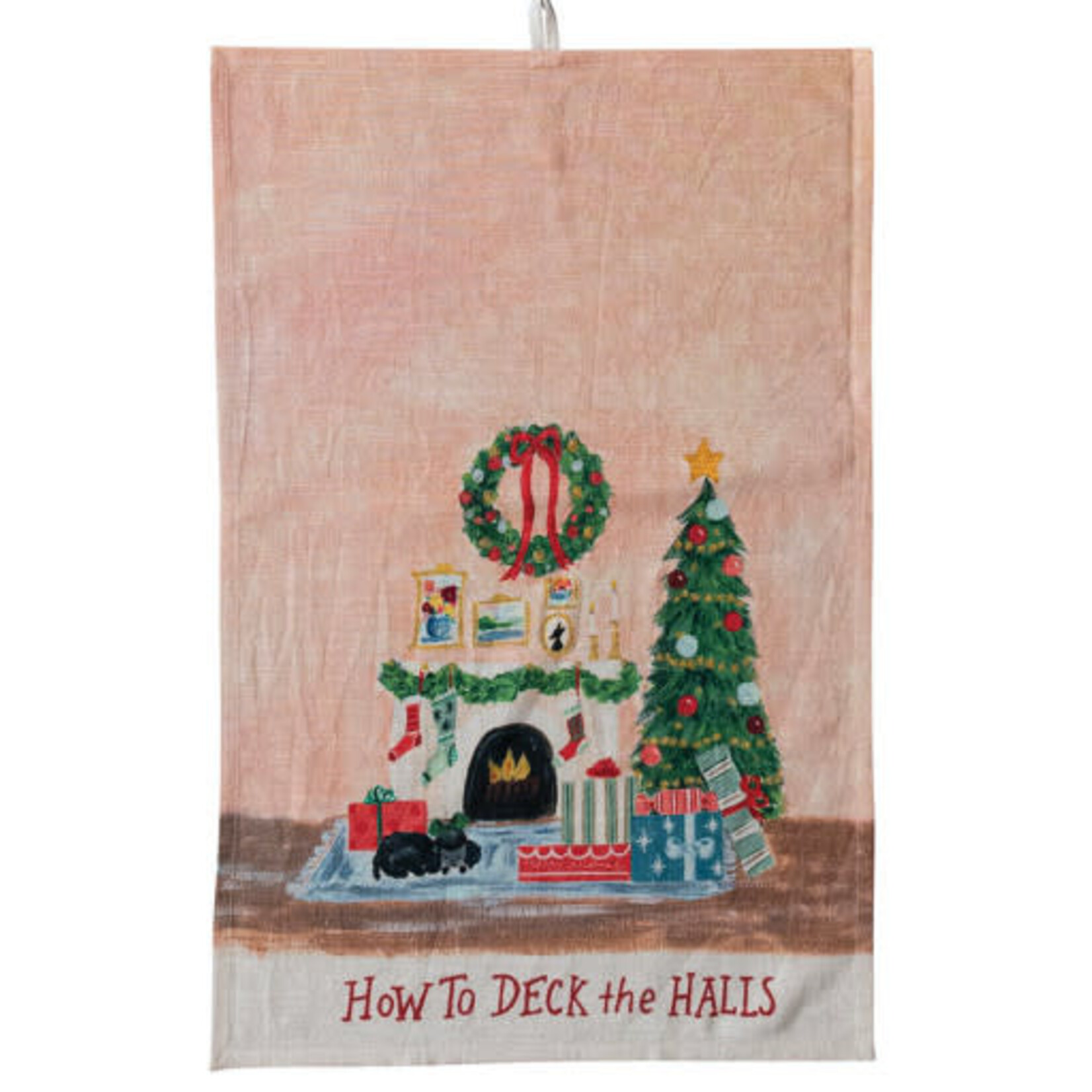 m. lynne designs deck the halls tea towel