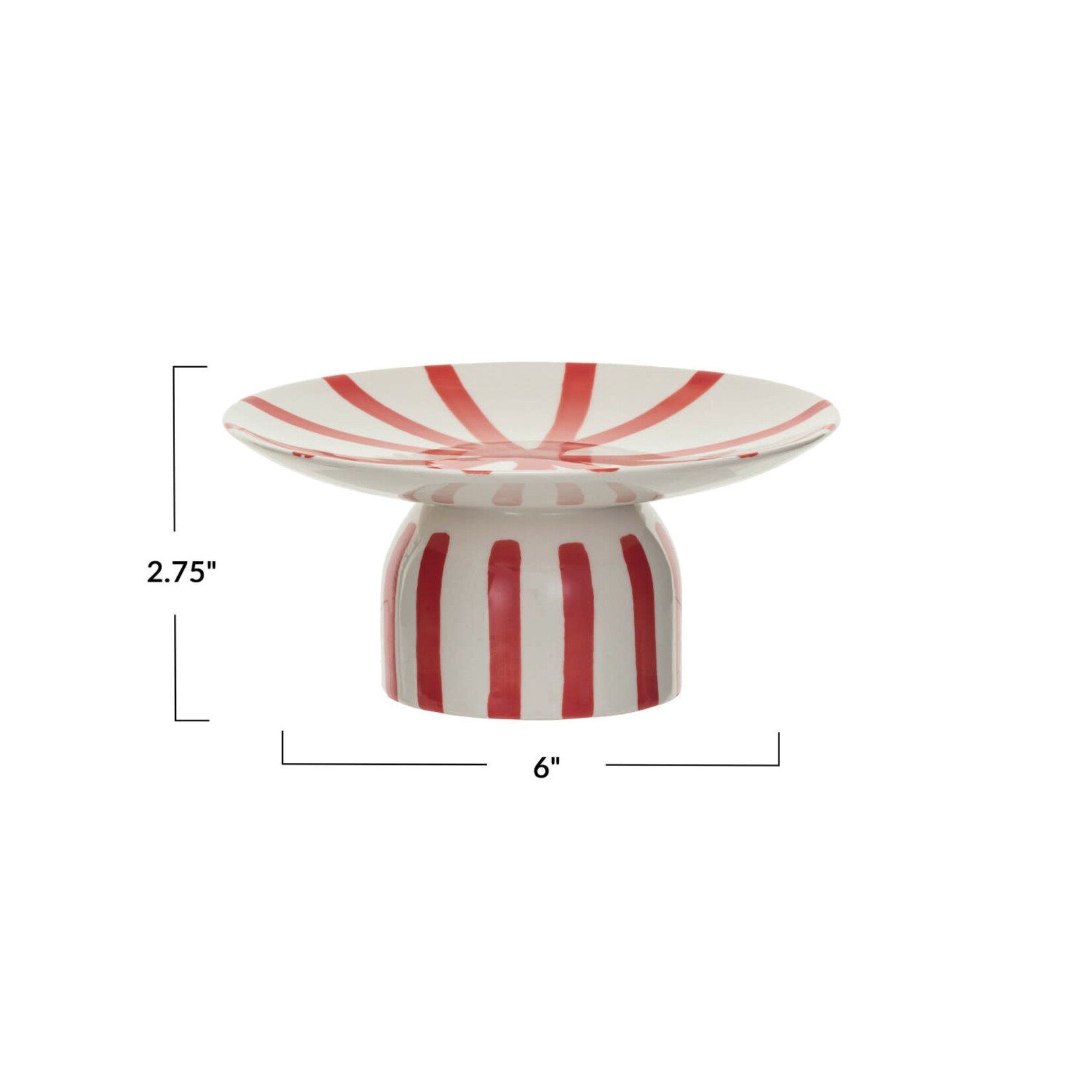 m. lynne designs red and cream pedestal with stripes