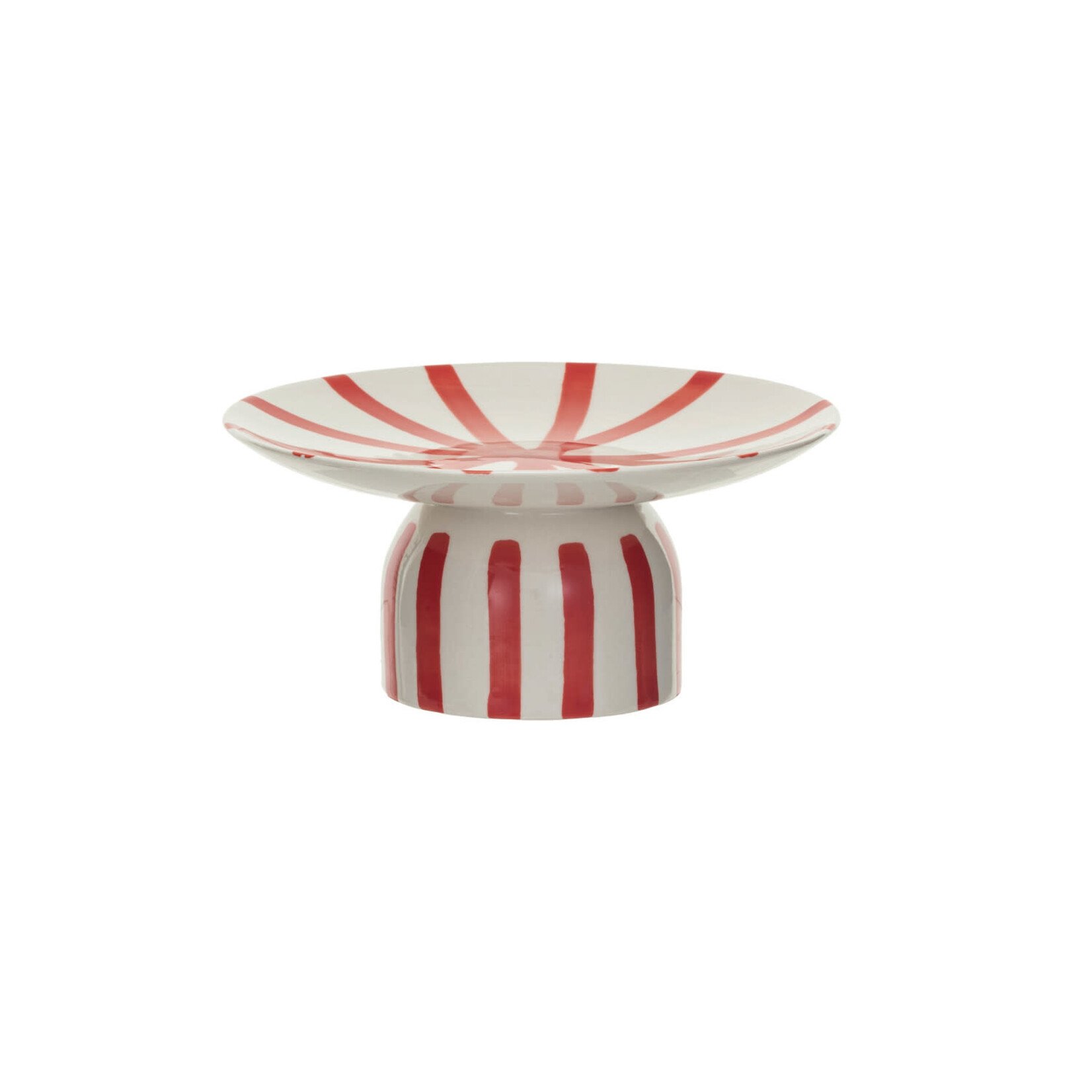m. lynne designs red and cream pedestal with stripes