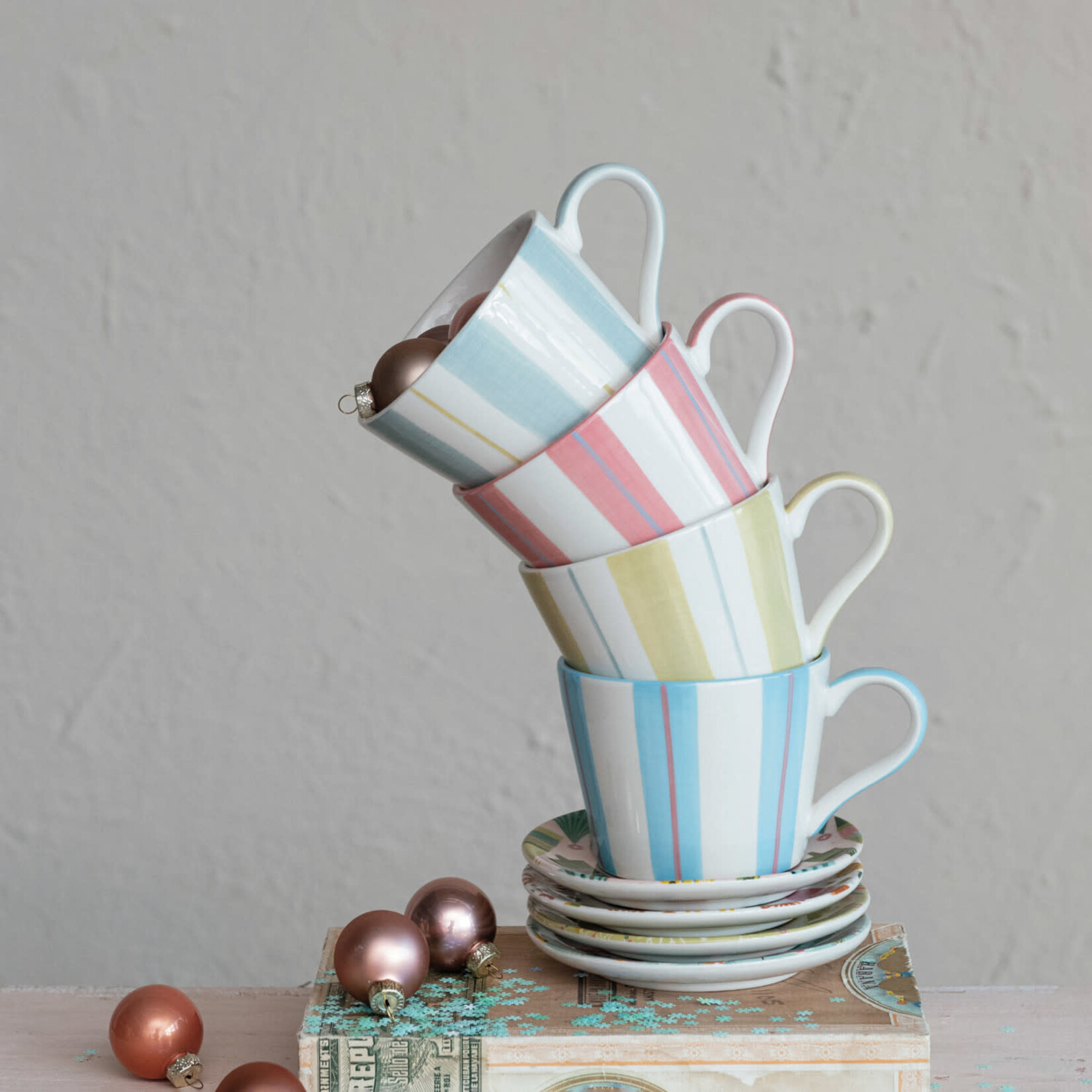 m. lynne designs striped ceramic mug
