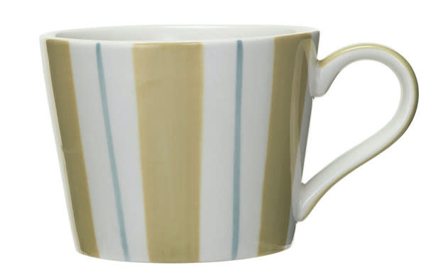 available at m. lynne designs striped ceramic mug