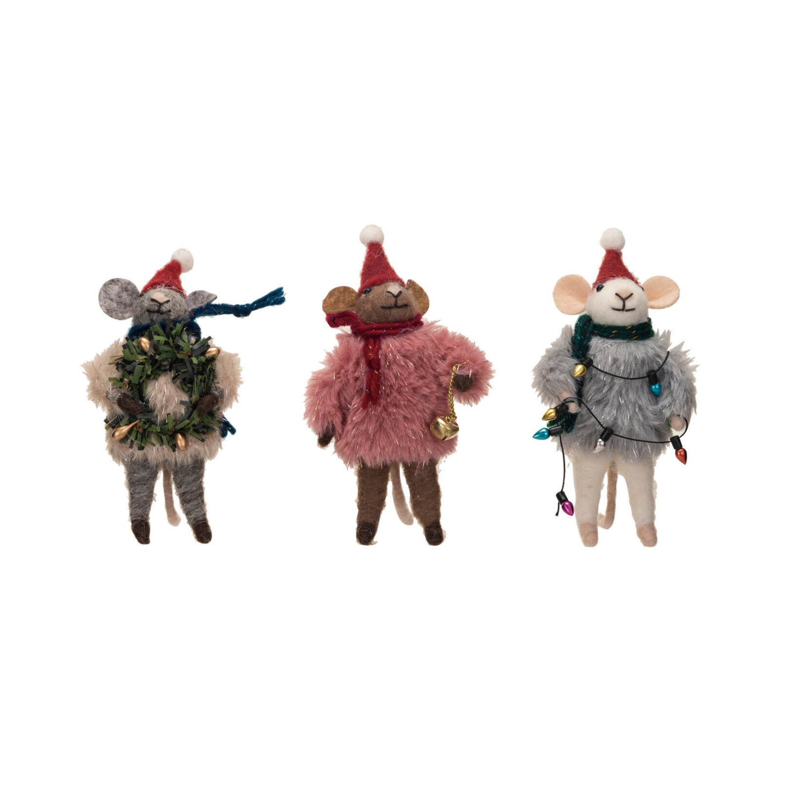 m. lynne designs christmas mouse in fuzzy sweater