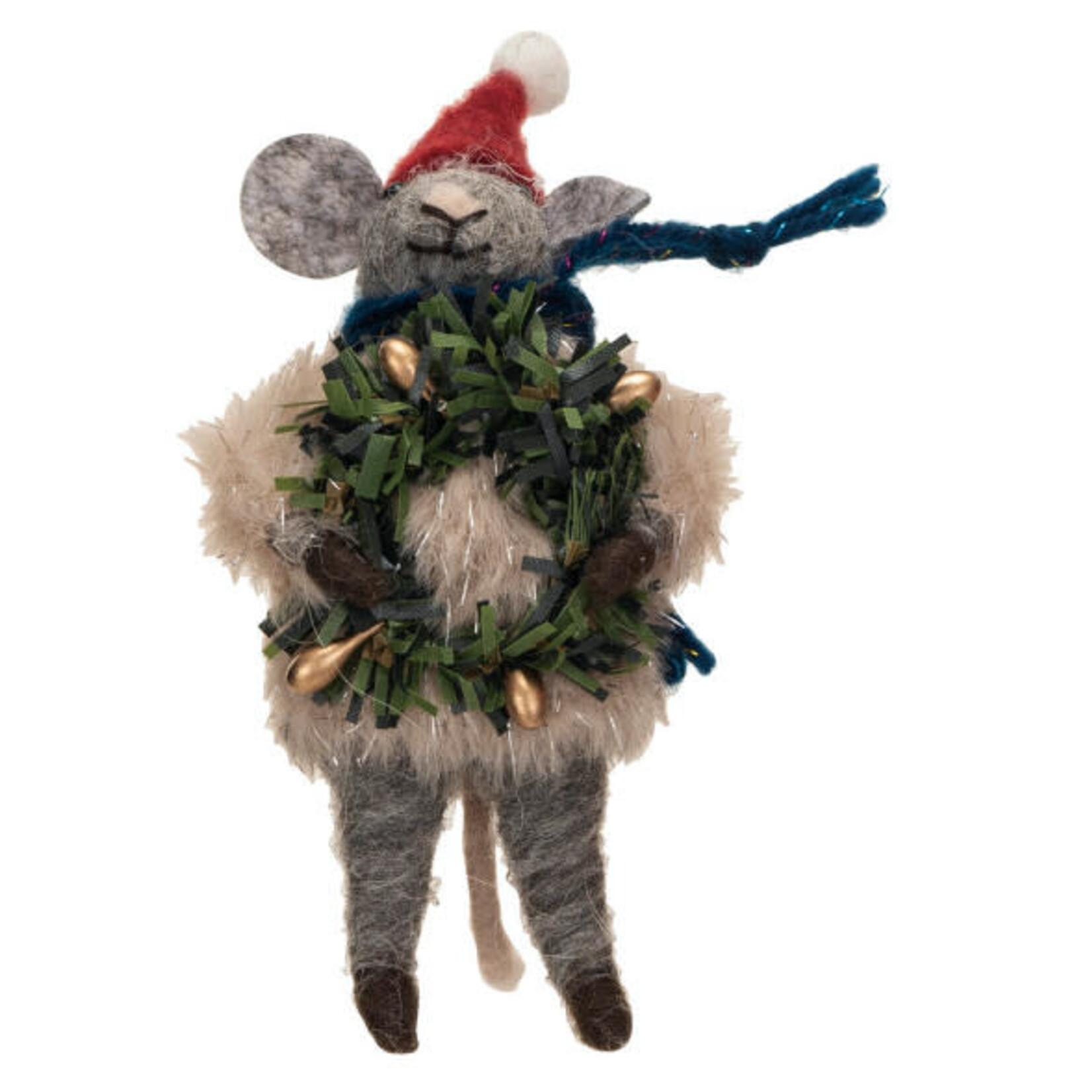 m. lynne designs christmas mouse in fuzzy sweater