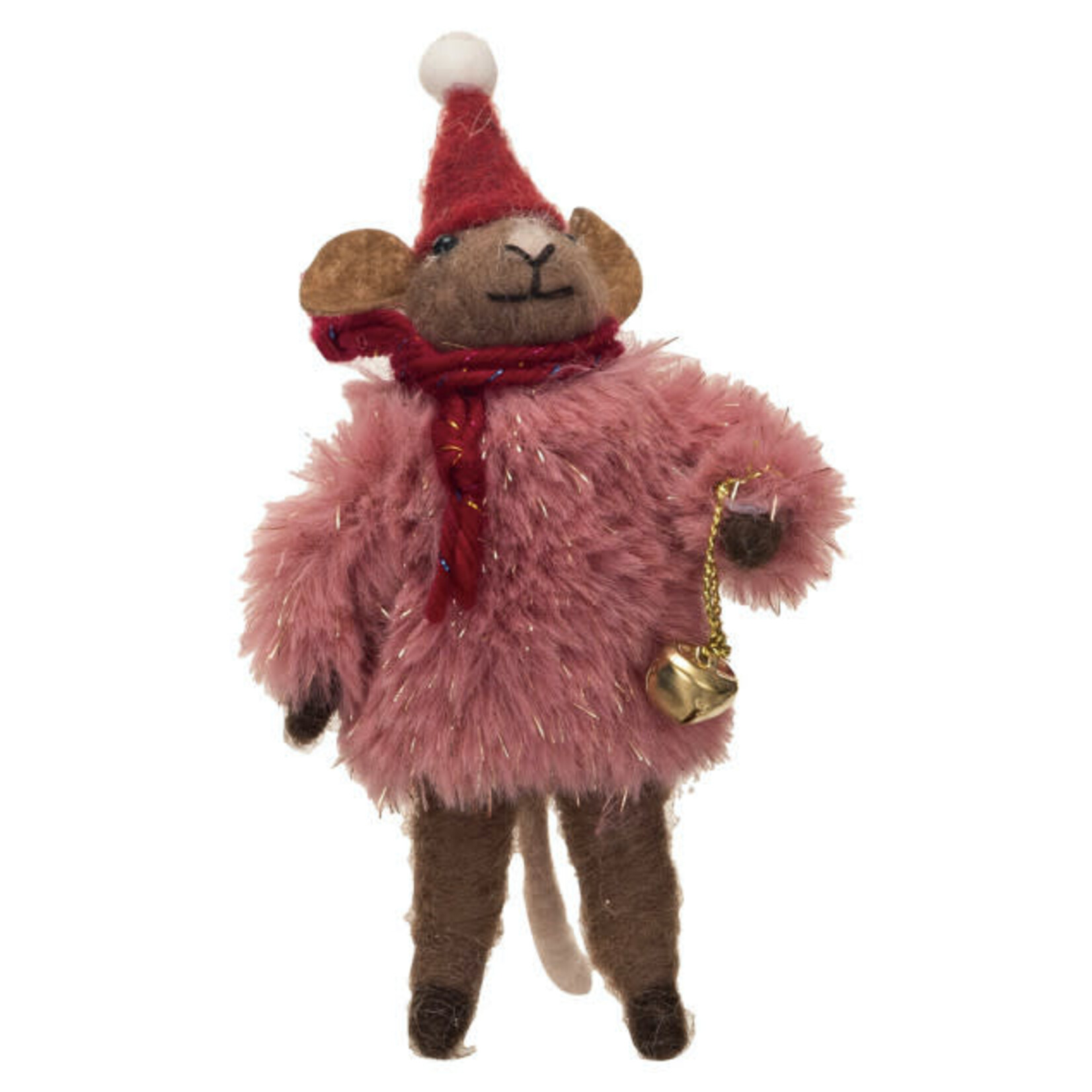 m. lynne designs christmas mouse in fuzzy sweater