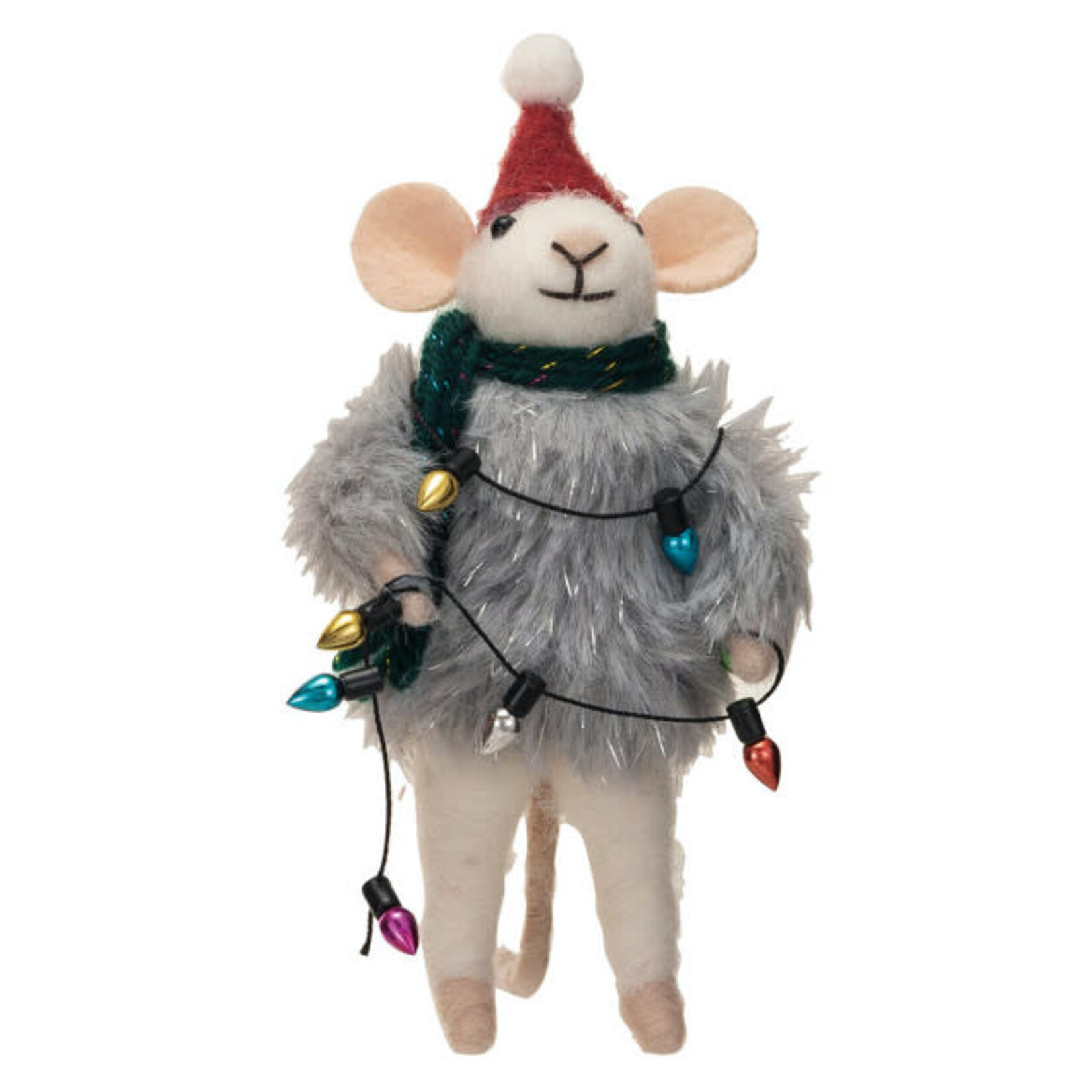 m. lynne designs christmas mouse in fuzzy sweater