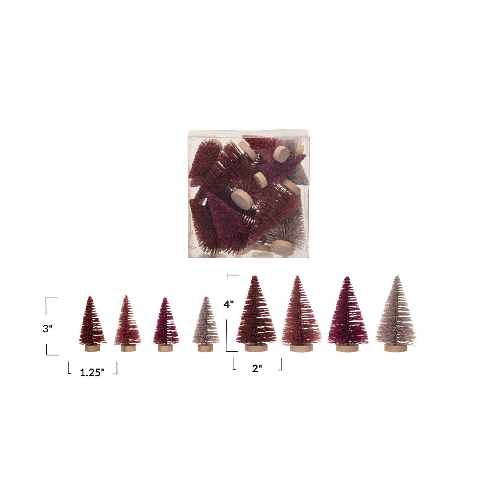 m. lynne designs burgundy and pink bottlebrush tree set