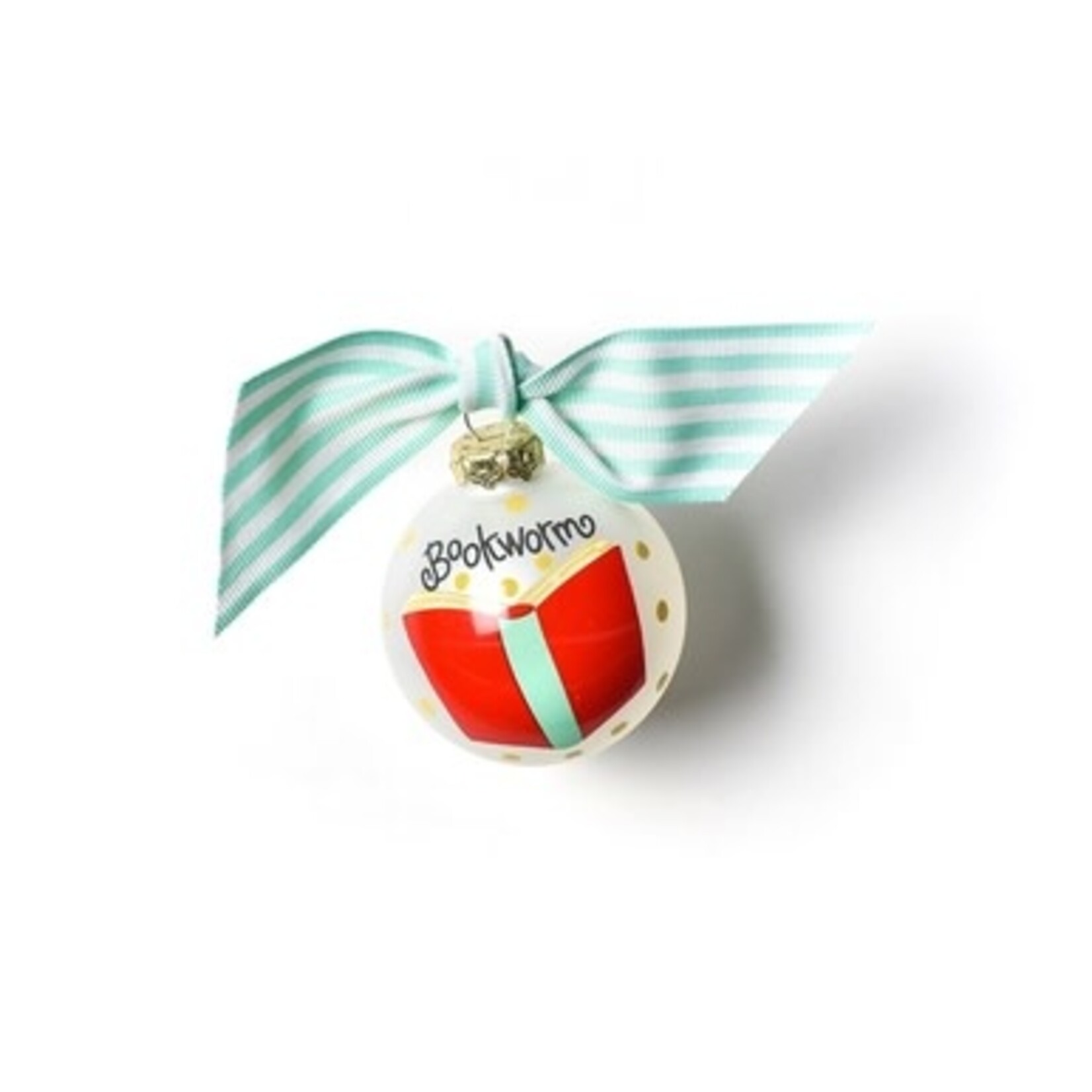 coton colors bookworm glass ornament