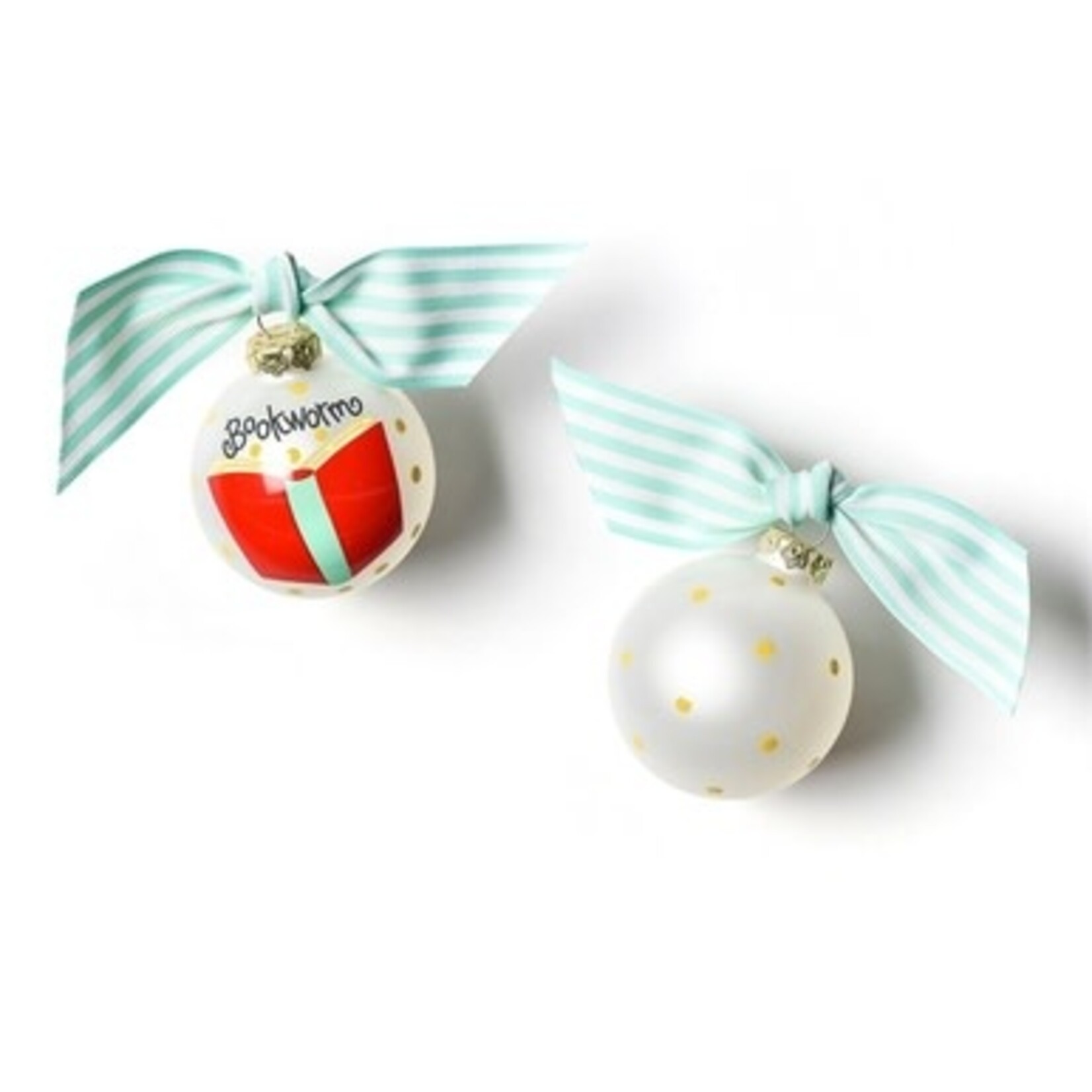 coton colors bookworm glass ornament