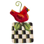 the round top collection cardinal on square ornament